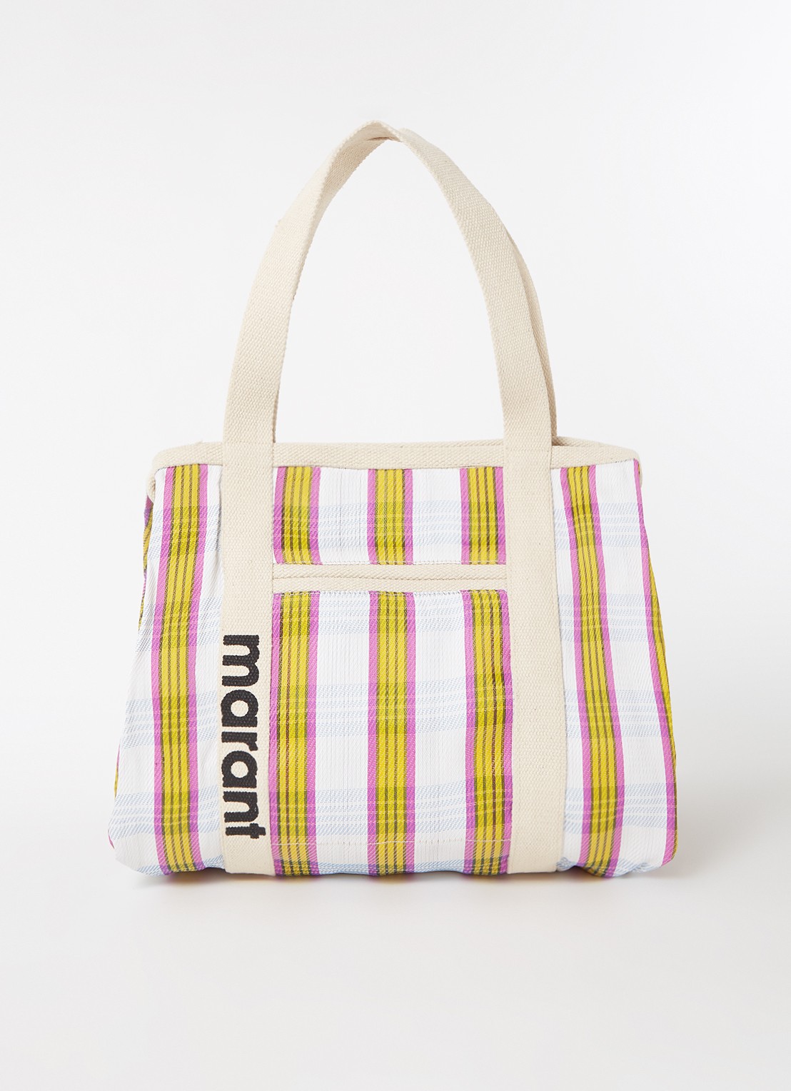 Isabel Marant Warden shopper met ruitdessin - voorkant beige