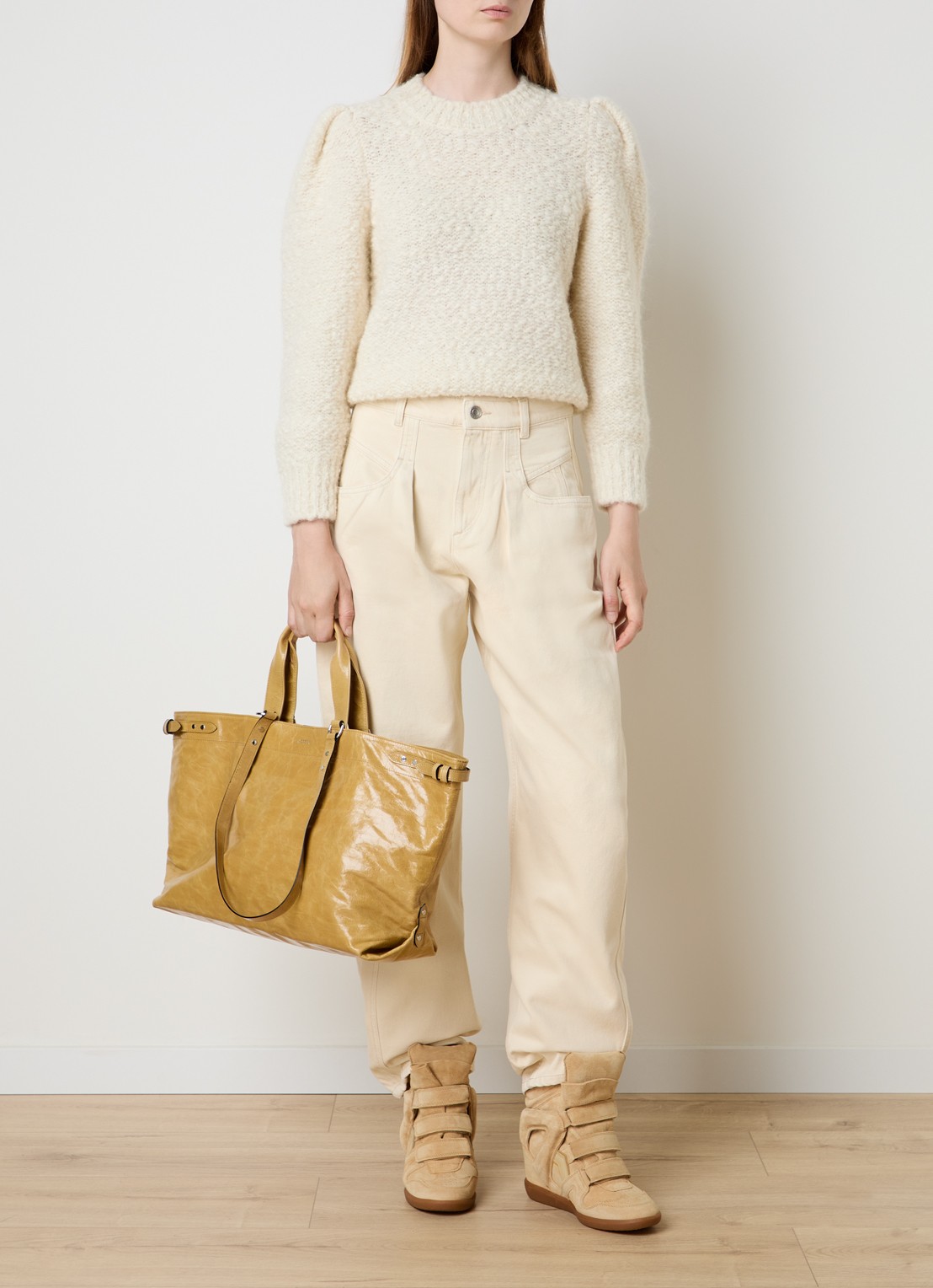 Isabel Marant Winna shopper van kalfsleer - voorkant 7 beige