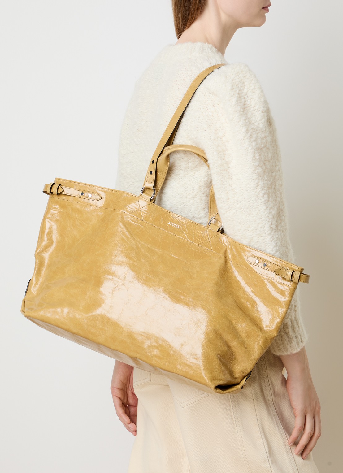 Isabel Marant Winna shopper van kalfsleer - voorkant 8 beige