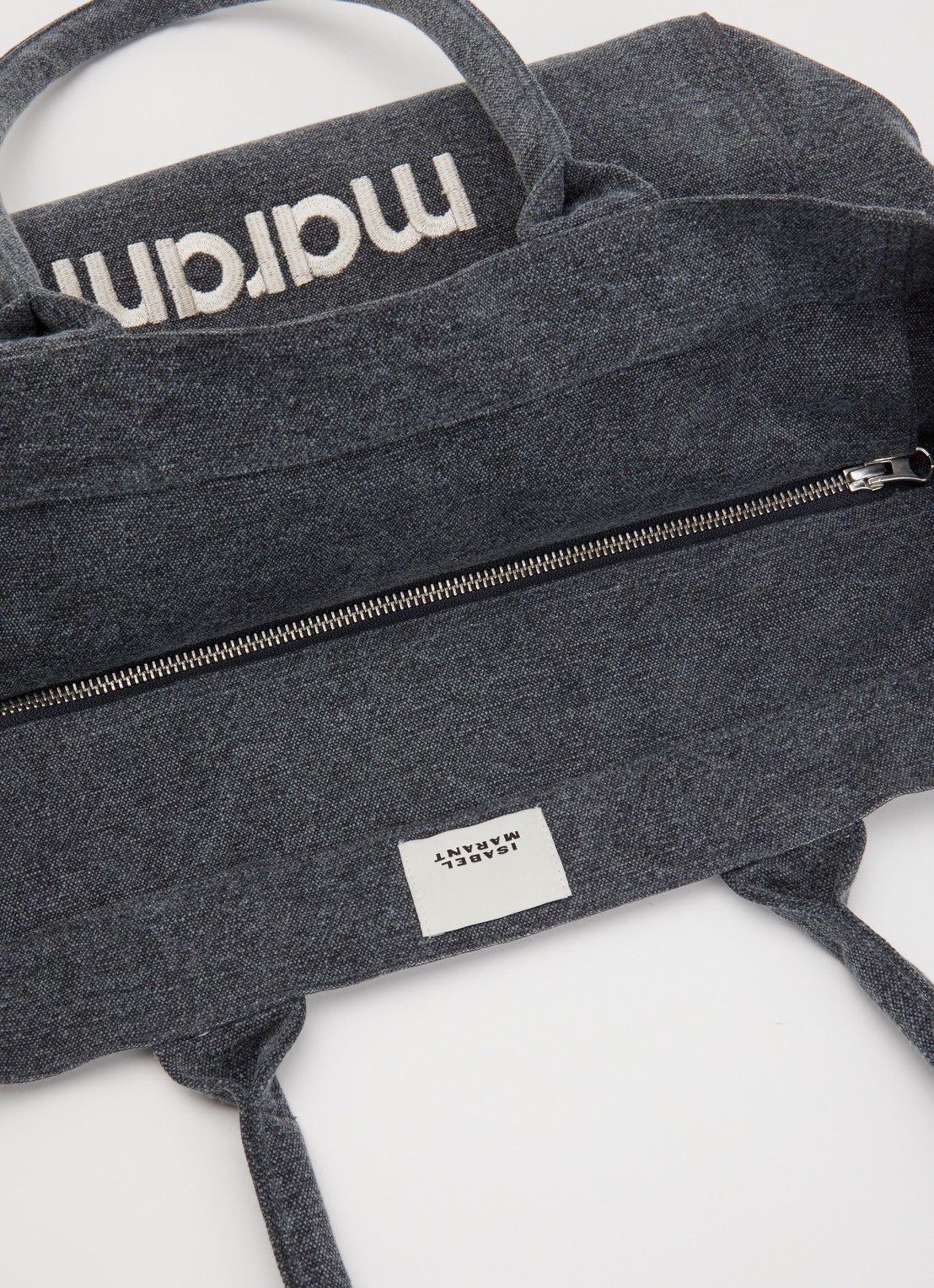 Isabel Marant Yenky shopper van canvas met logoborduring - detail 2 antraciet