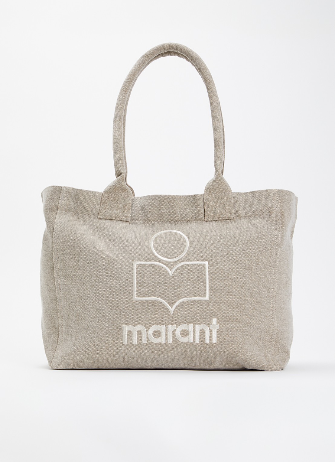 Isabel Marant Yenky shopper van canvas met logoborduring - voorkant 6 beige