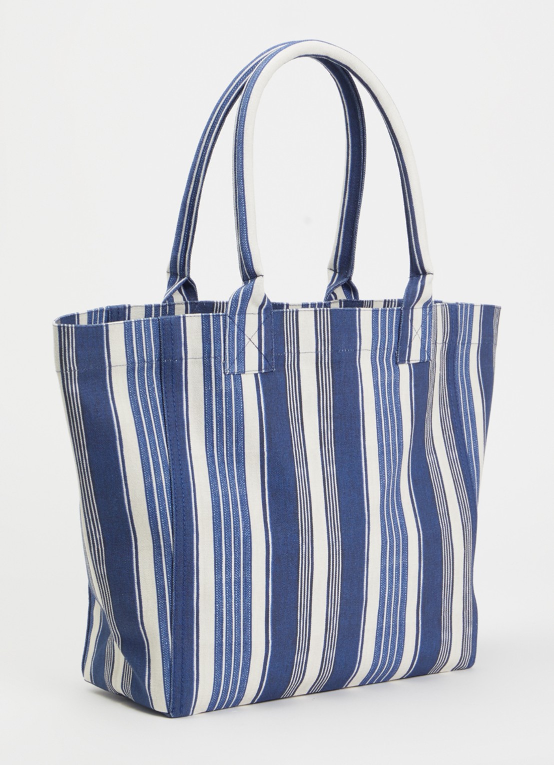 Isabel Marant Yenky small shopper met streepprint en logo - achterkant 6 indigo
