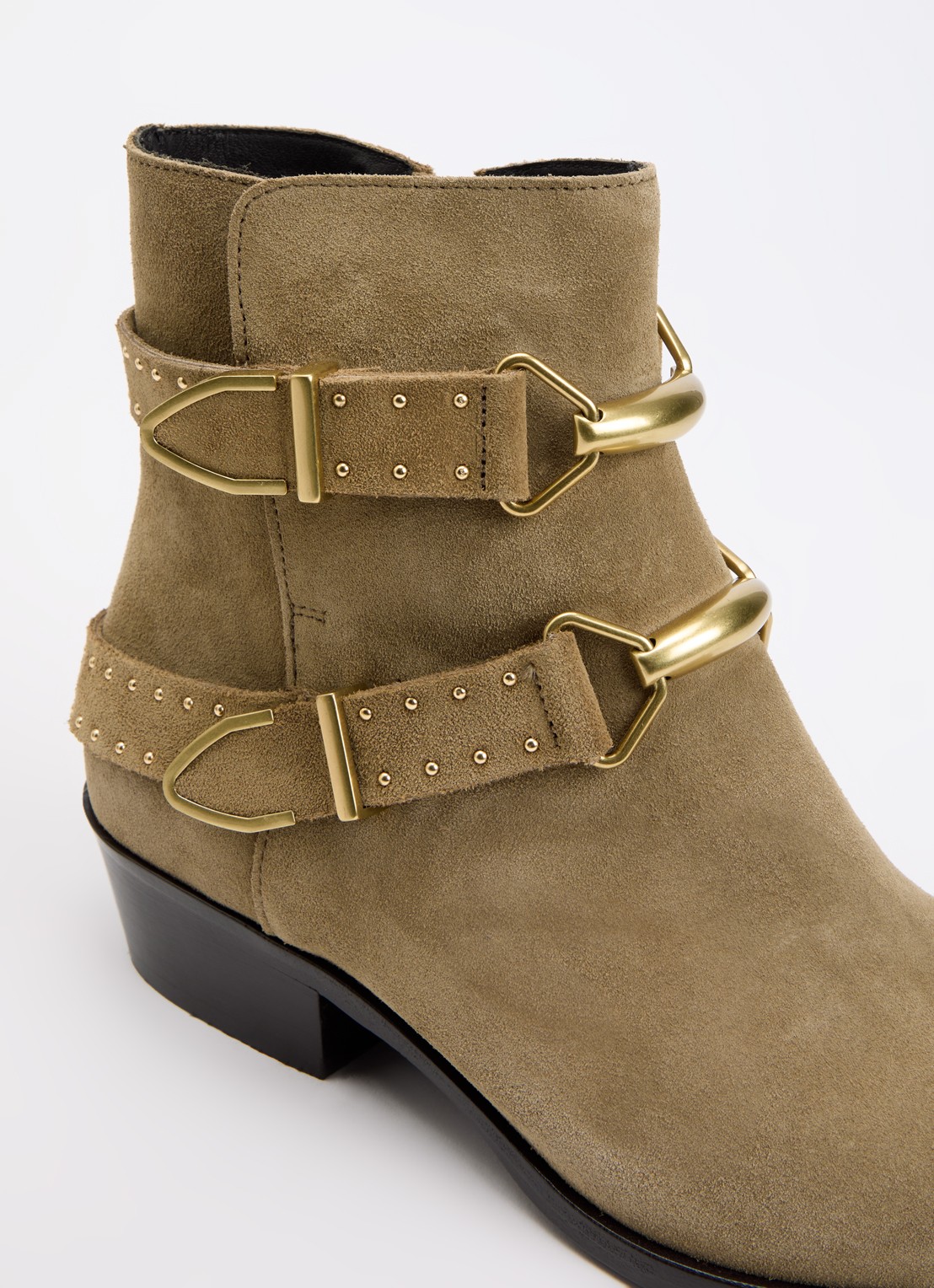 Isabel Marant Zalya enkellaarsje van kalfssuède met gespdetail  - detail 6 camel