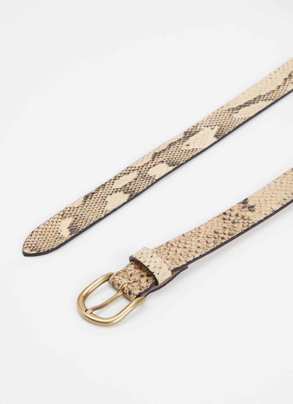 Isabel Marant Zap riem van kalfsleer met slangenprint - detail zand