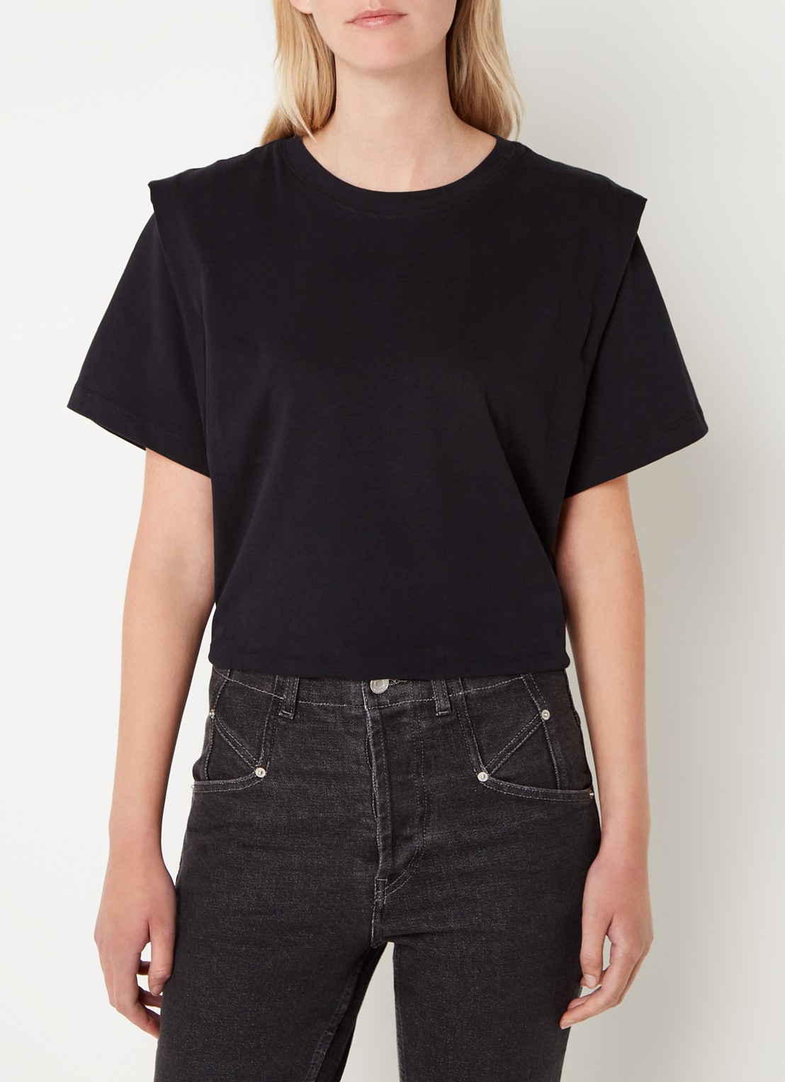 Isabel Marant Zelitos T-shirt met schouder detail - detail 4 zwart