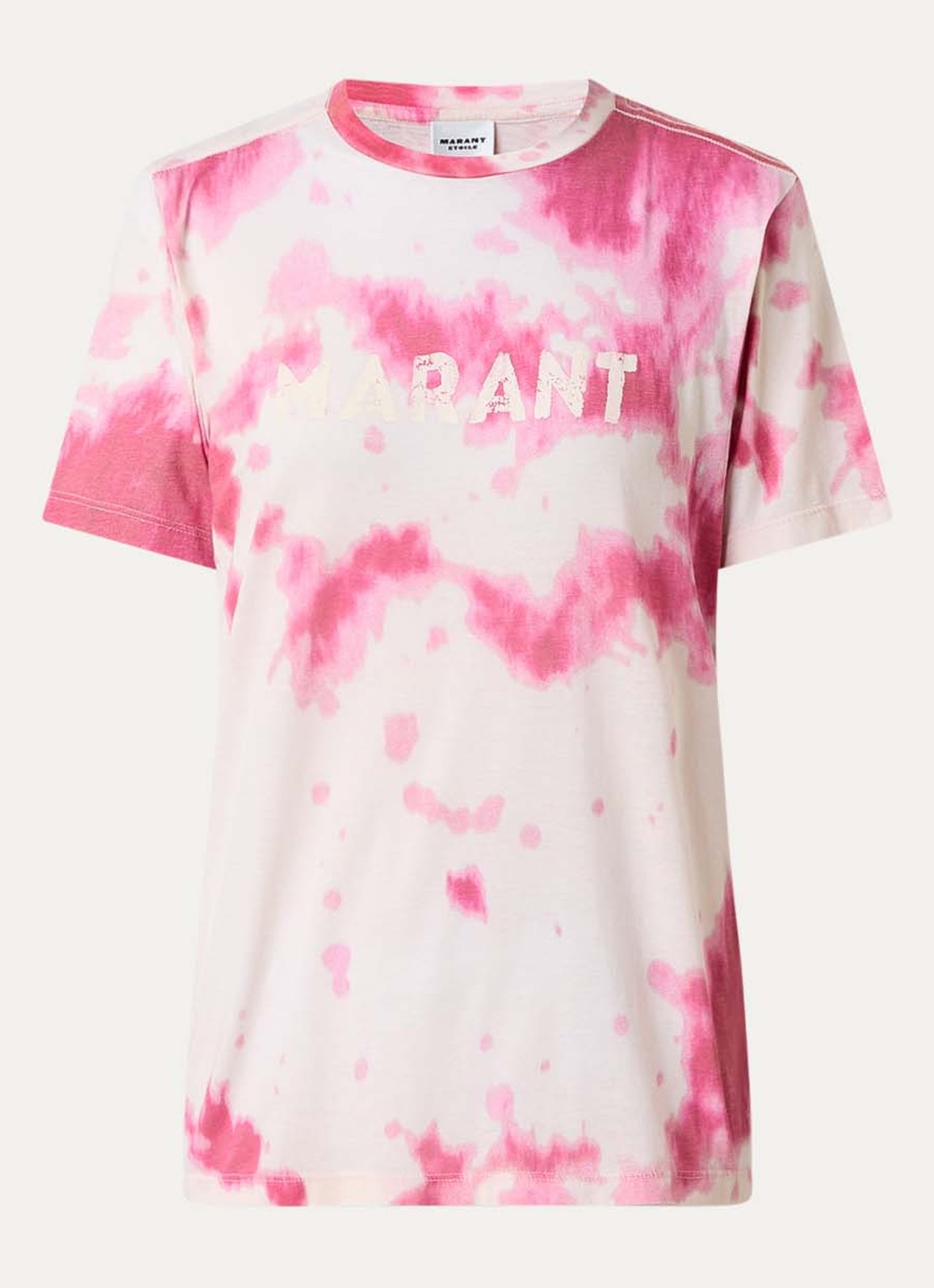 Isabel Marant Zewel T-shirt met logoprint en tie-dye dessin - voorkant 2 roze