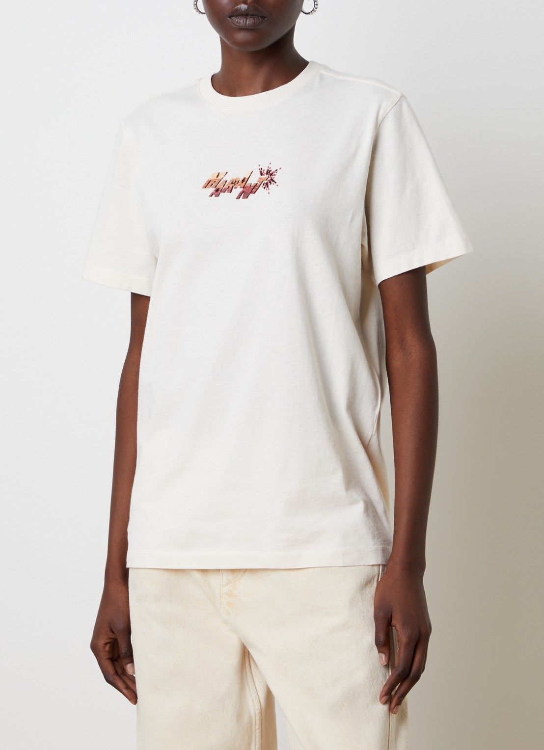 Isabel Marant Zewel T-shirt met logoprint - detail 4 gebroken wit