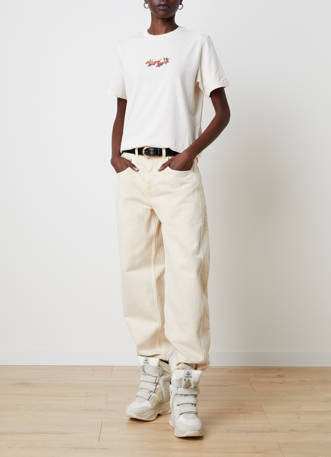 Isabel Marant Zewel T-shirt met logoprint - voorkant 3 gebroken wit