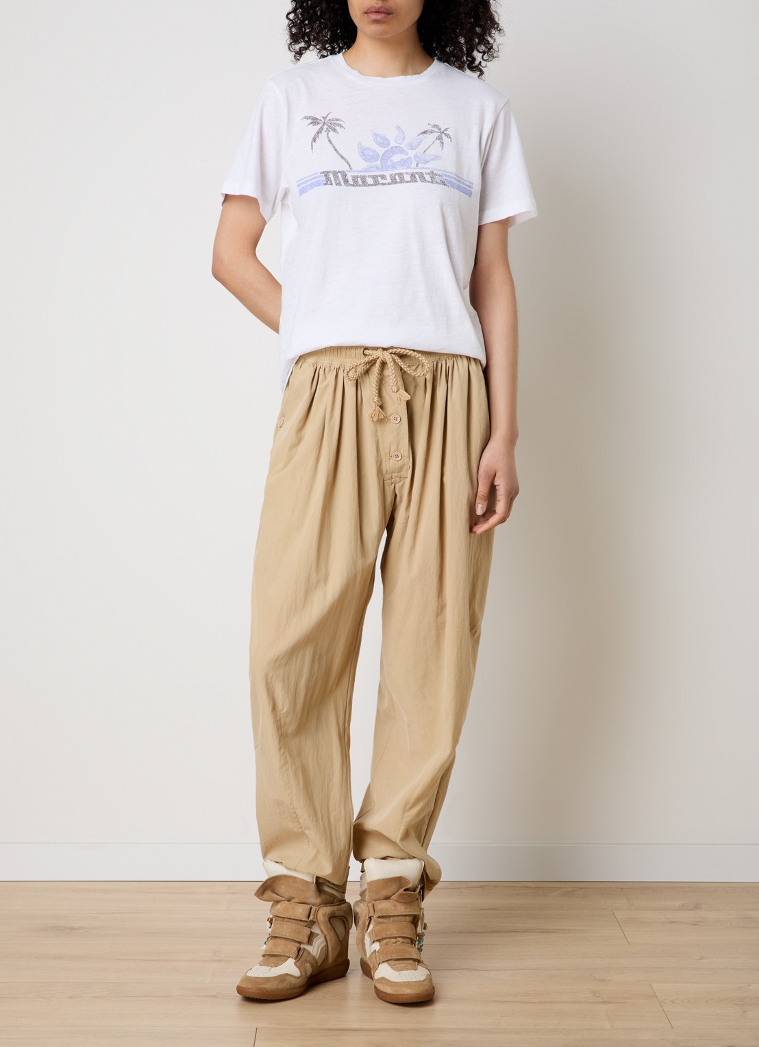 Isabel Marant Zewel T-shirt met print en logo - voorkant 5 wit