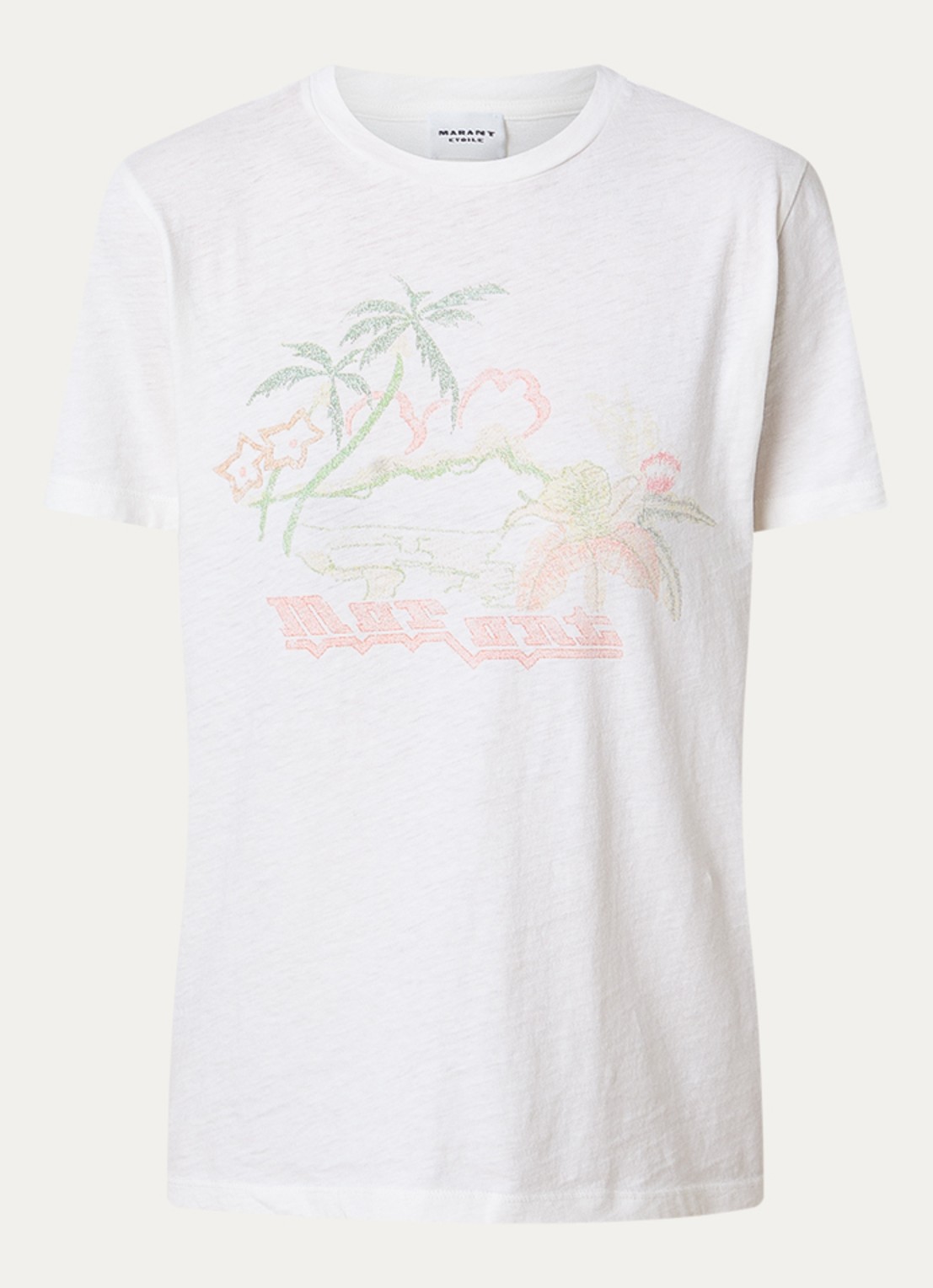 Isabel Marant Zewel T-shirt met print en logo - voorkant 4 ivoor