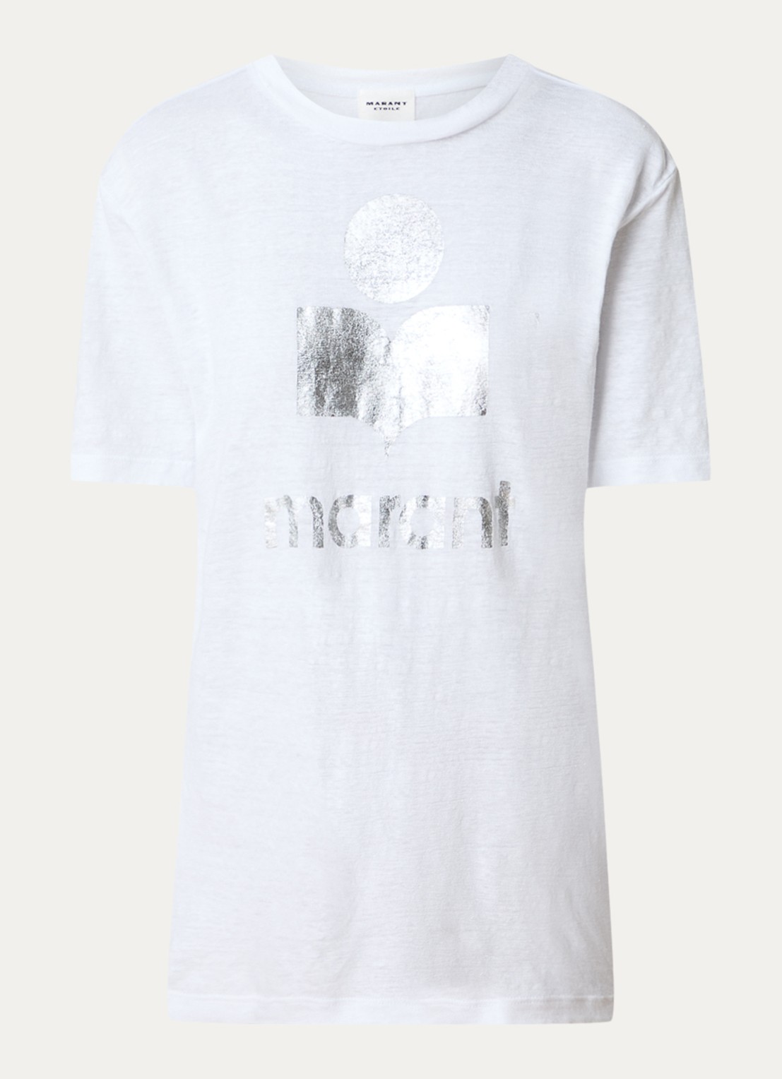 Isabel Marant Zewel T-shirt van linnen met logoprint - voorkant 2 wit