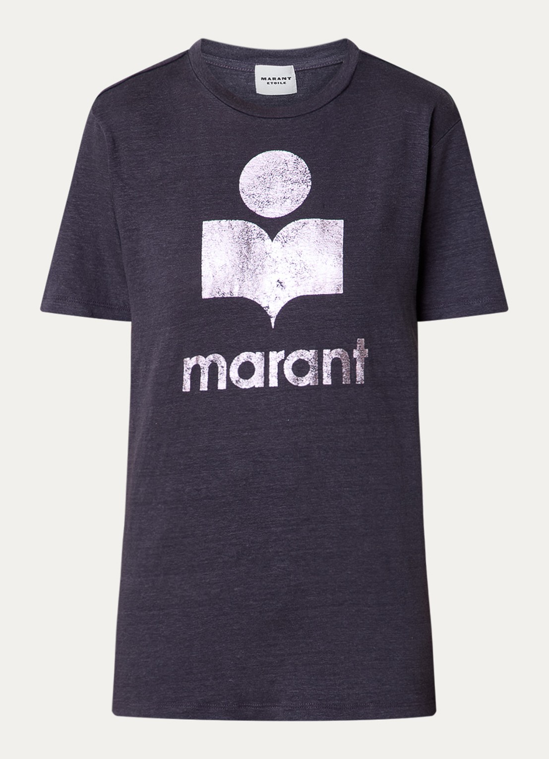 Isabel Marant Zewel T-shirt van linnen met logoprint - voorkant paars
