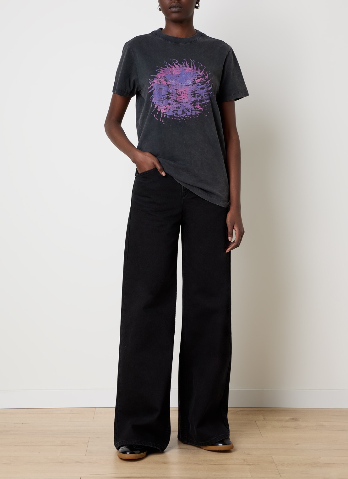 Isabel Marant Zoeline T-shirt met logoprint - voorkant 5 zwart