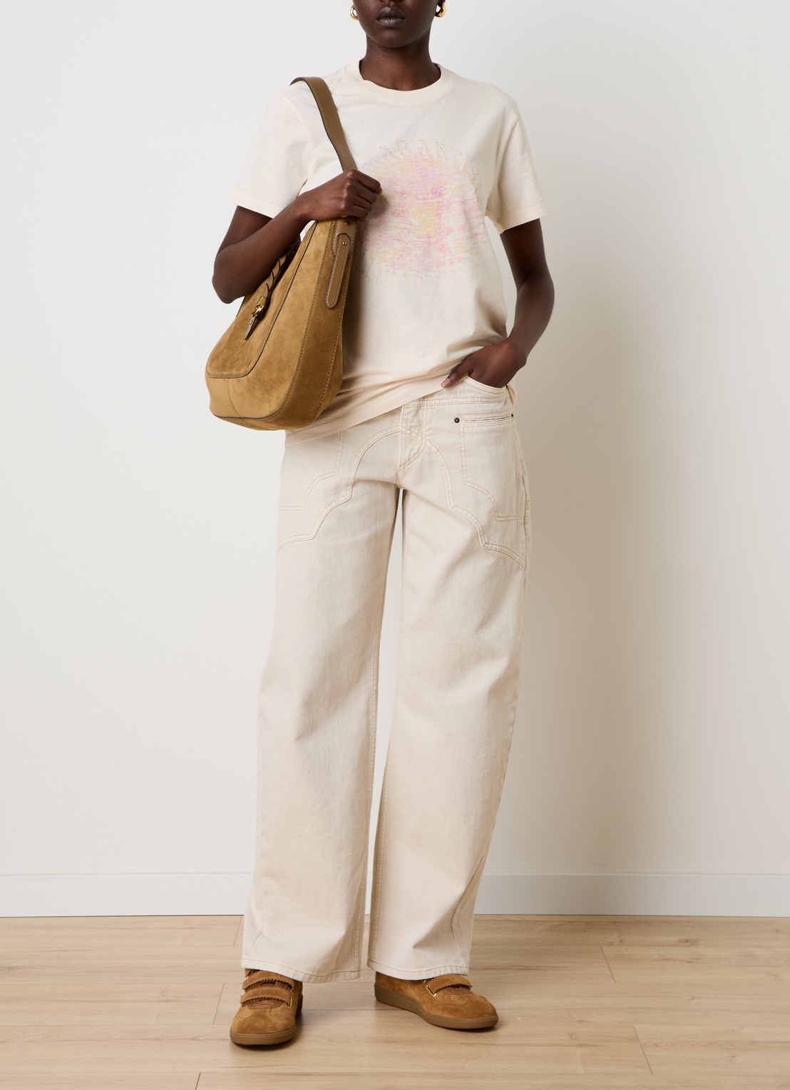 Isabel Marant Zoeline T-shirt met logoprint - voorkant 2 gebroken wit