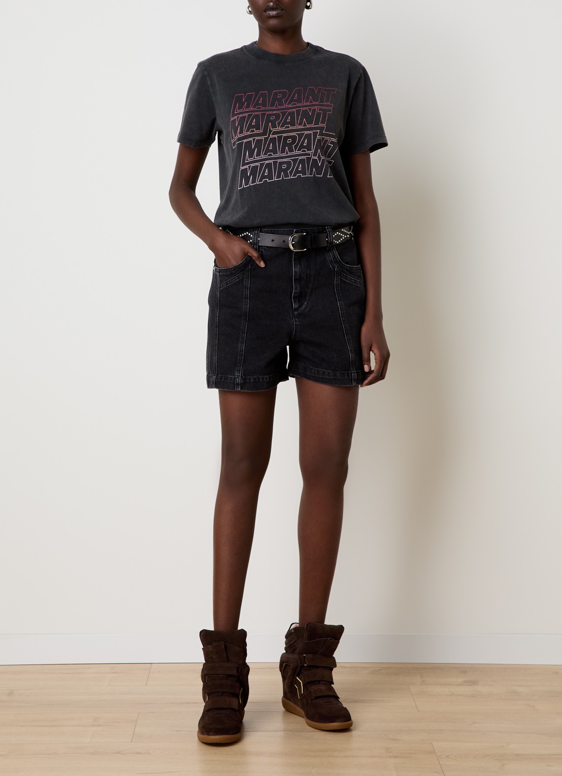 Isabel Marant Zoeline T-shirt met logoprint - voorkant 2 antraciet