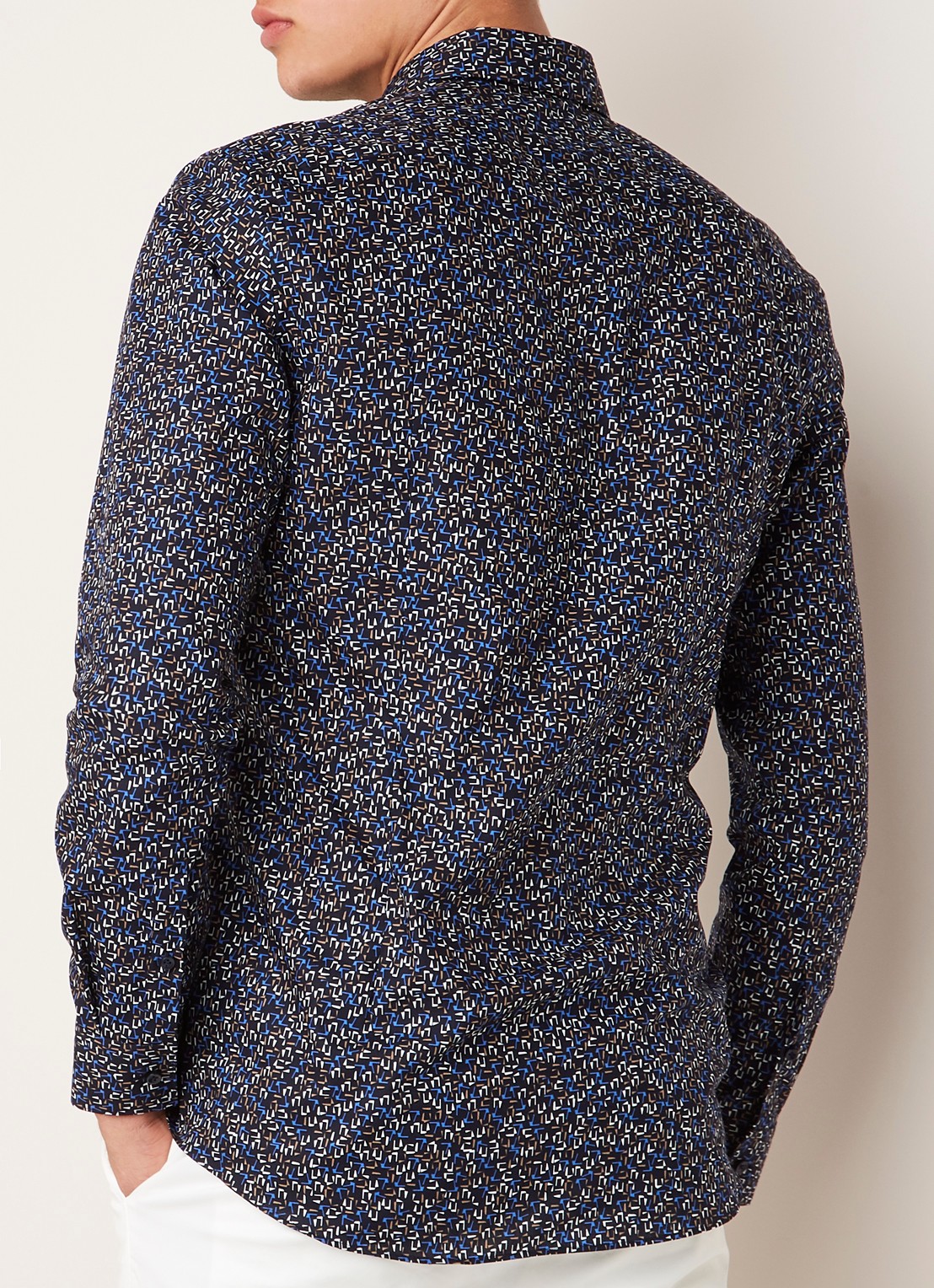Isko slim fit overhemd met grafisch dessin - achterkant donkerblauw