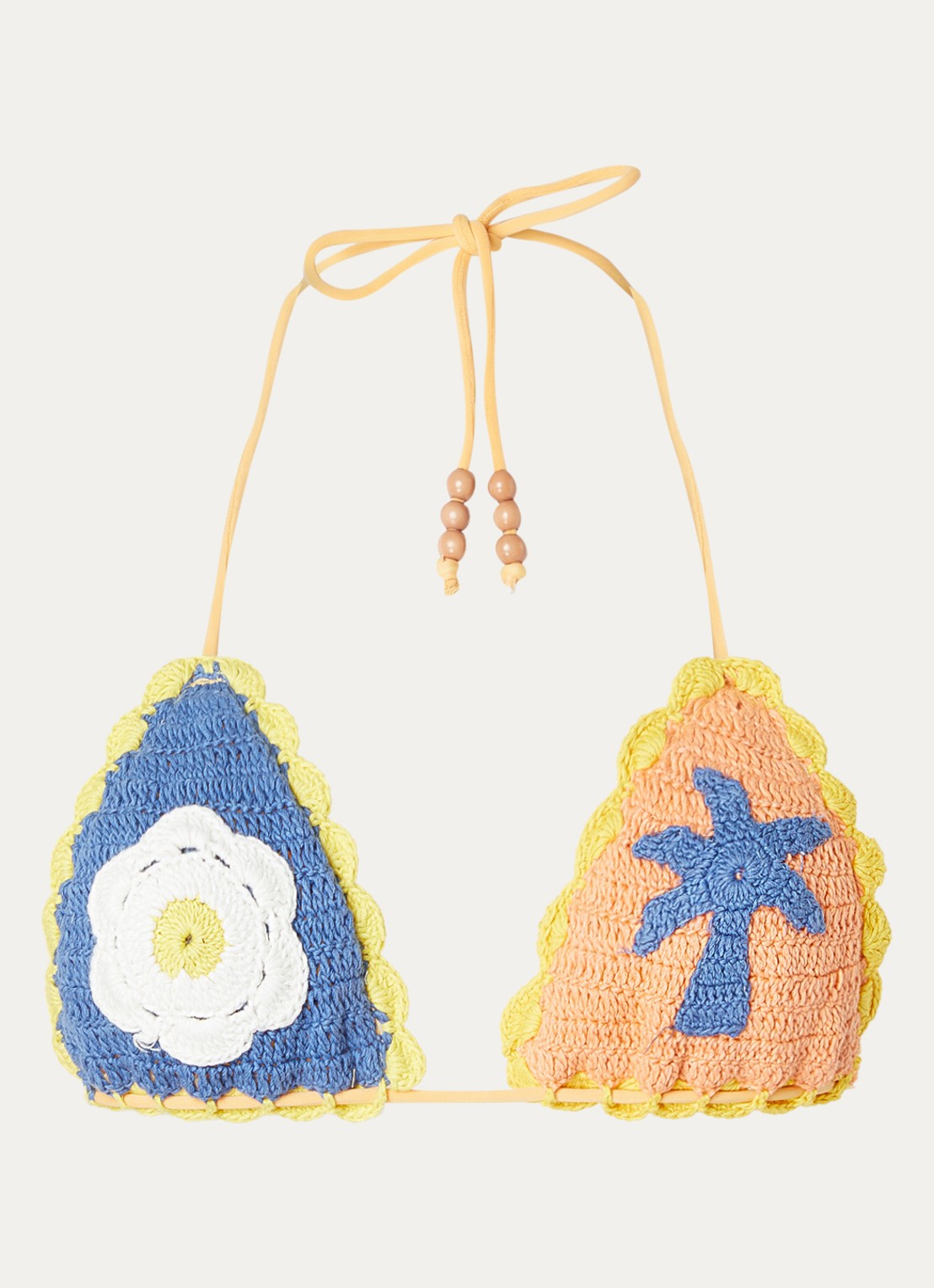 It's Now Cool Triangel bikinitop van crochet - voorkant 2 geel