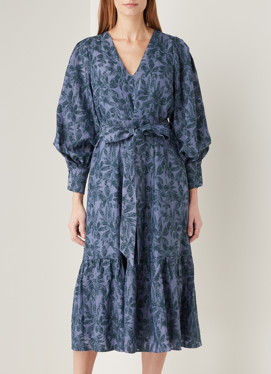 Ivy & Oak Midi jurk met pofmouw en volant - detail 2 paars