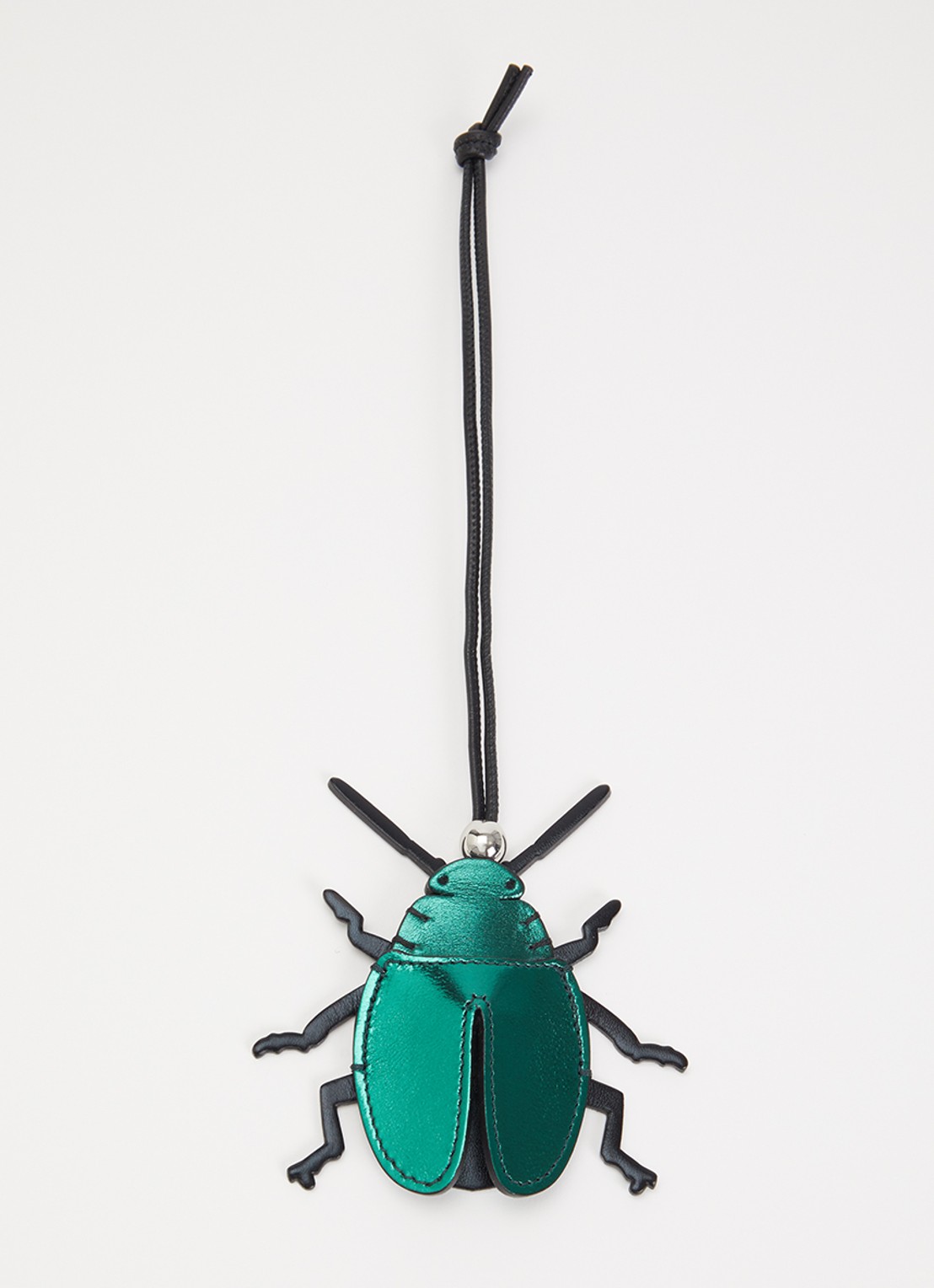 J.W. Anderson Beetle tasbedel van kalfsleer met metallic finish - voorkant donkergroen
