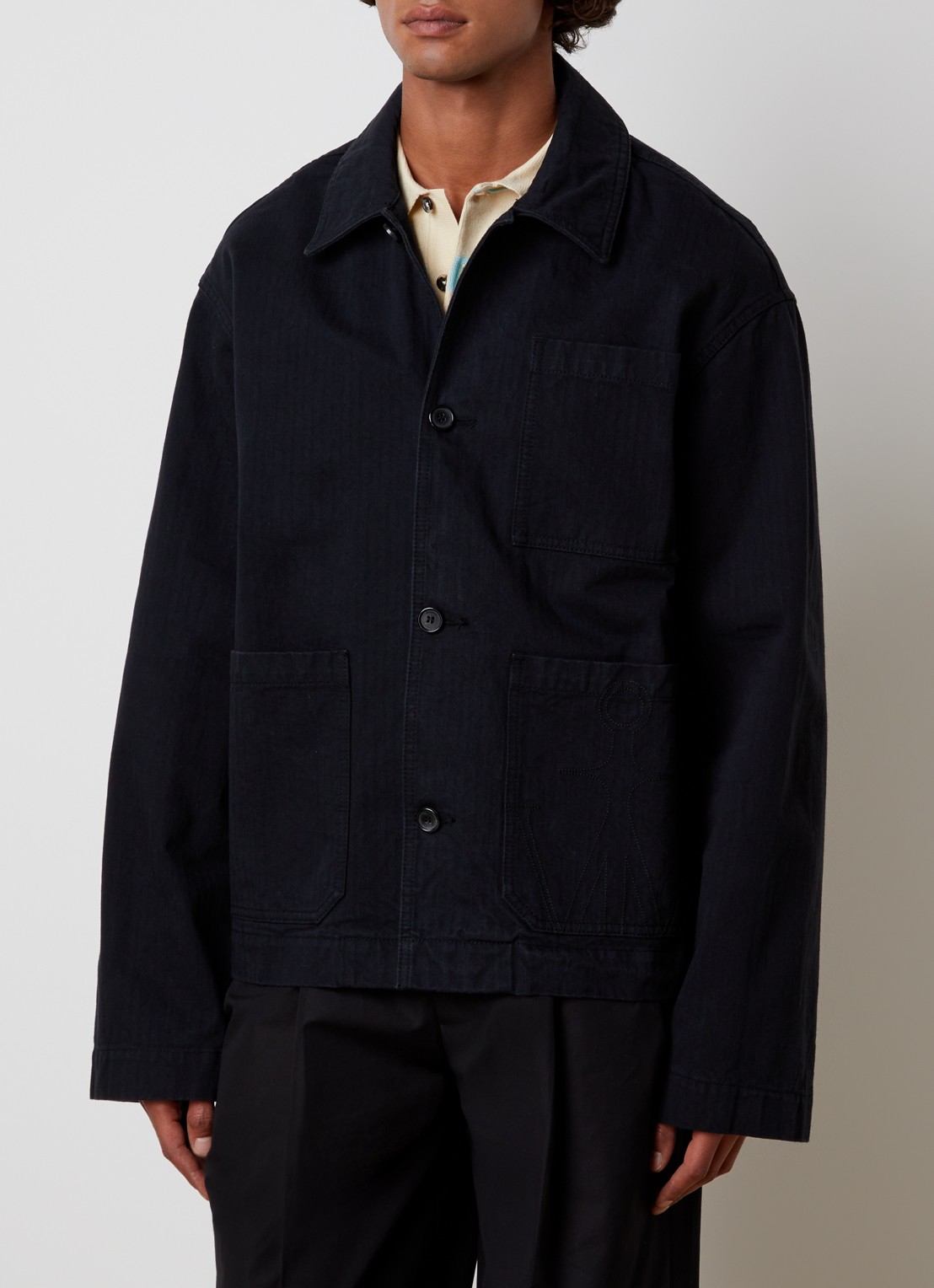 J.W. Anderson Comfort fit overshirt met borstzak - detail zwart