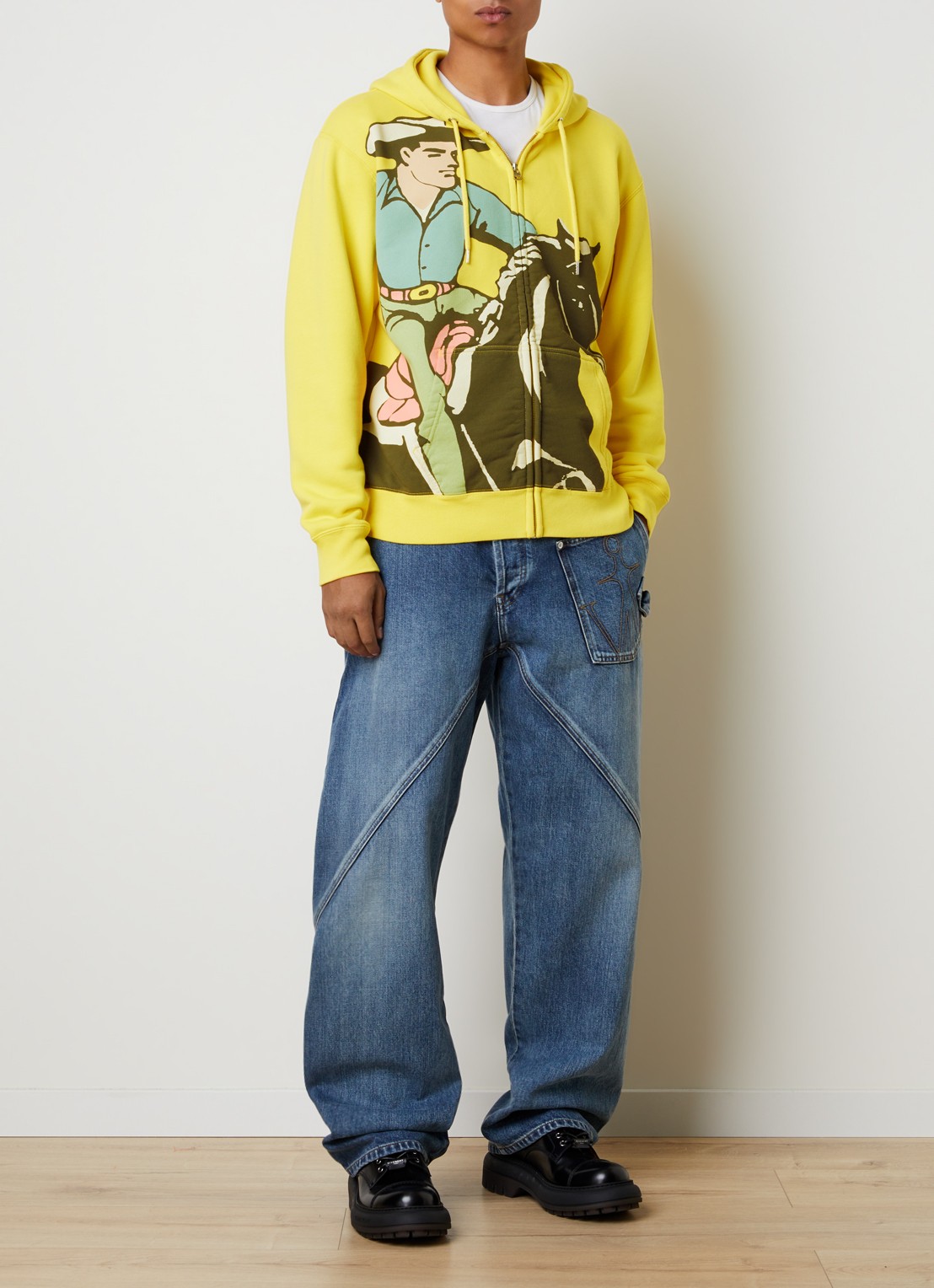 J.W. Anderson Cowboy sweatvest met print - voorkant 5 geel