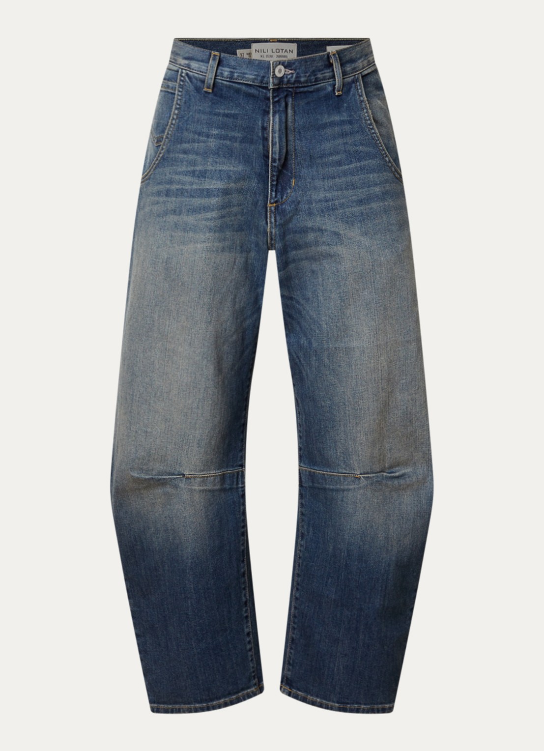 J.W. Anderson Emerson high waist balloon fit jeans met medium wassing - voorkant indigo