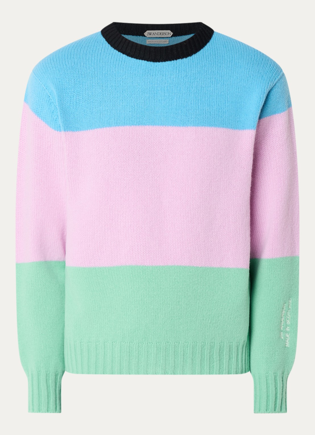 J.W. Anderson Fijngebreide trui van wol met colour blocking - voorkant blauw
