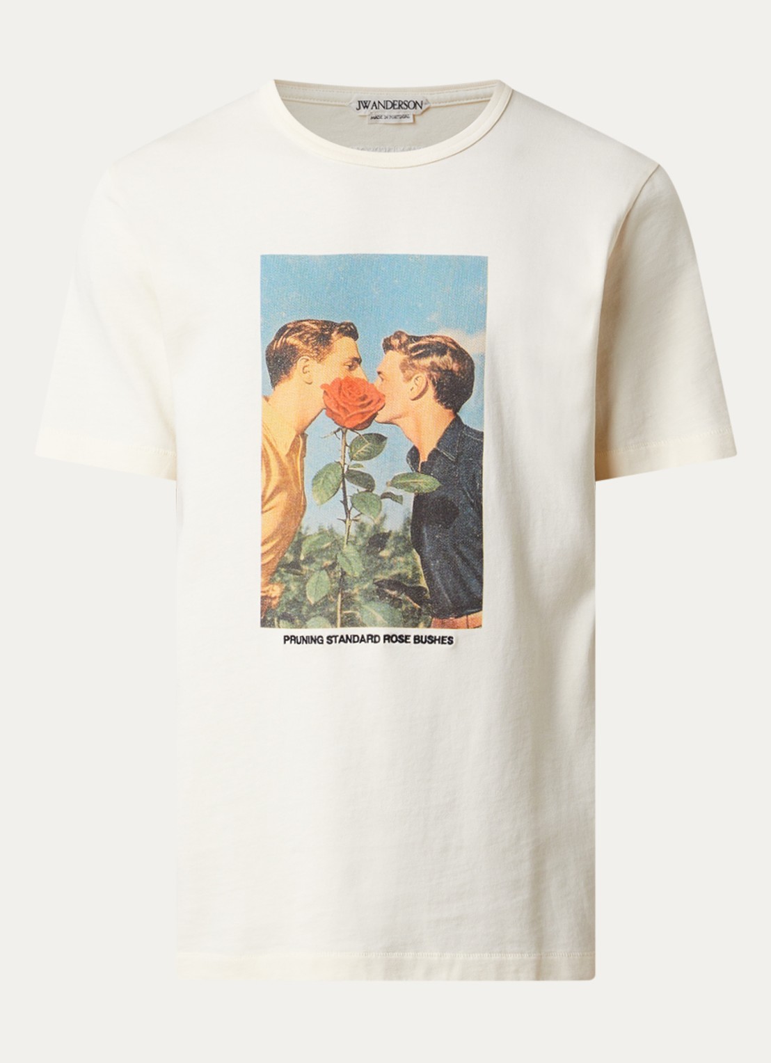 J.W. Anderson Kissing by the Rose Bush T-shirt met print - voorkant 4 gebroken wit