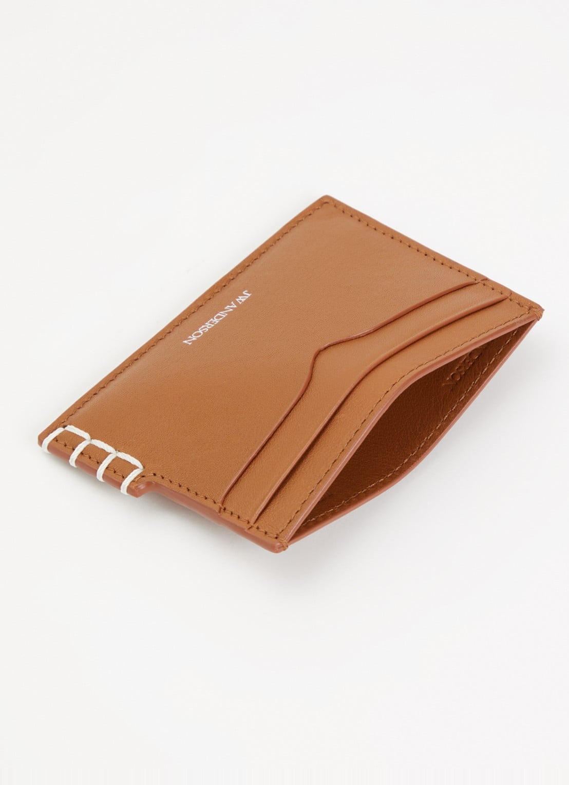 J.W. Anderson Loafer pasjeshouder van kalfsleer  - voorkant 2 cognac