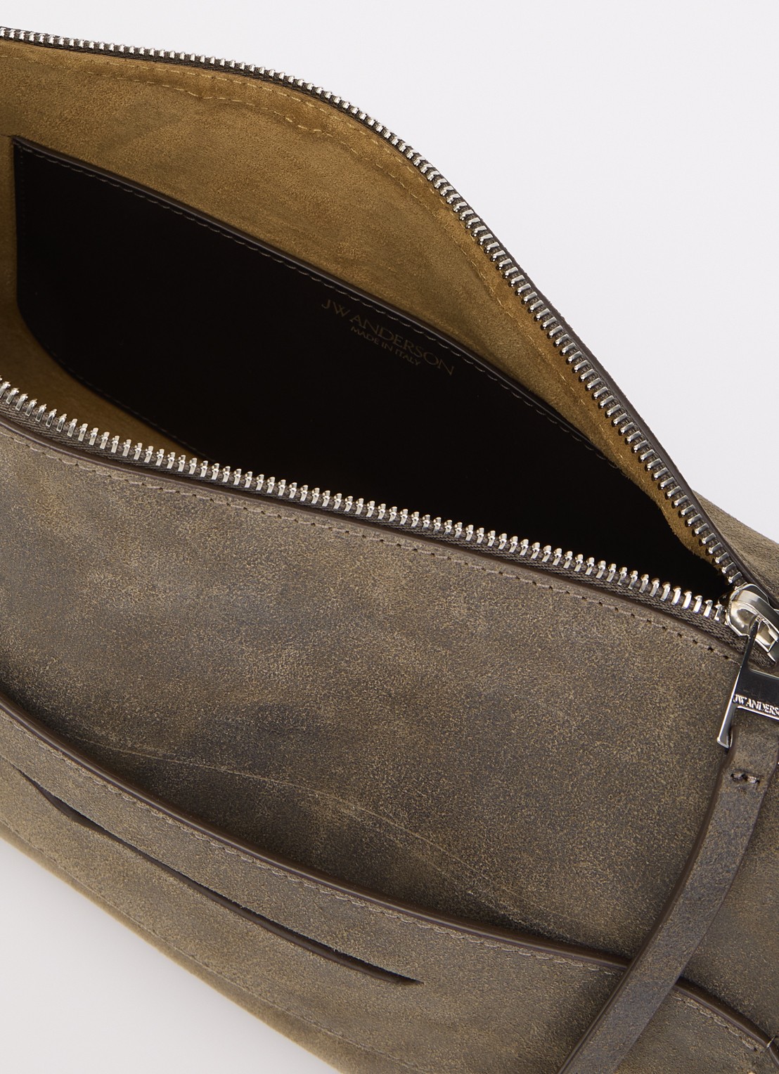 J.W. Anderson Loafer schoudertas van kalfsleer met afneembare schouderriem - detail olijfgroen