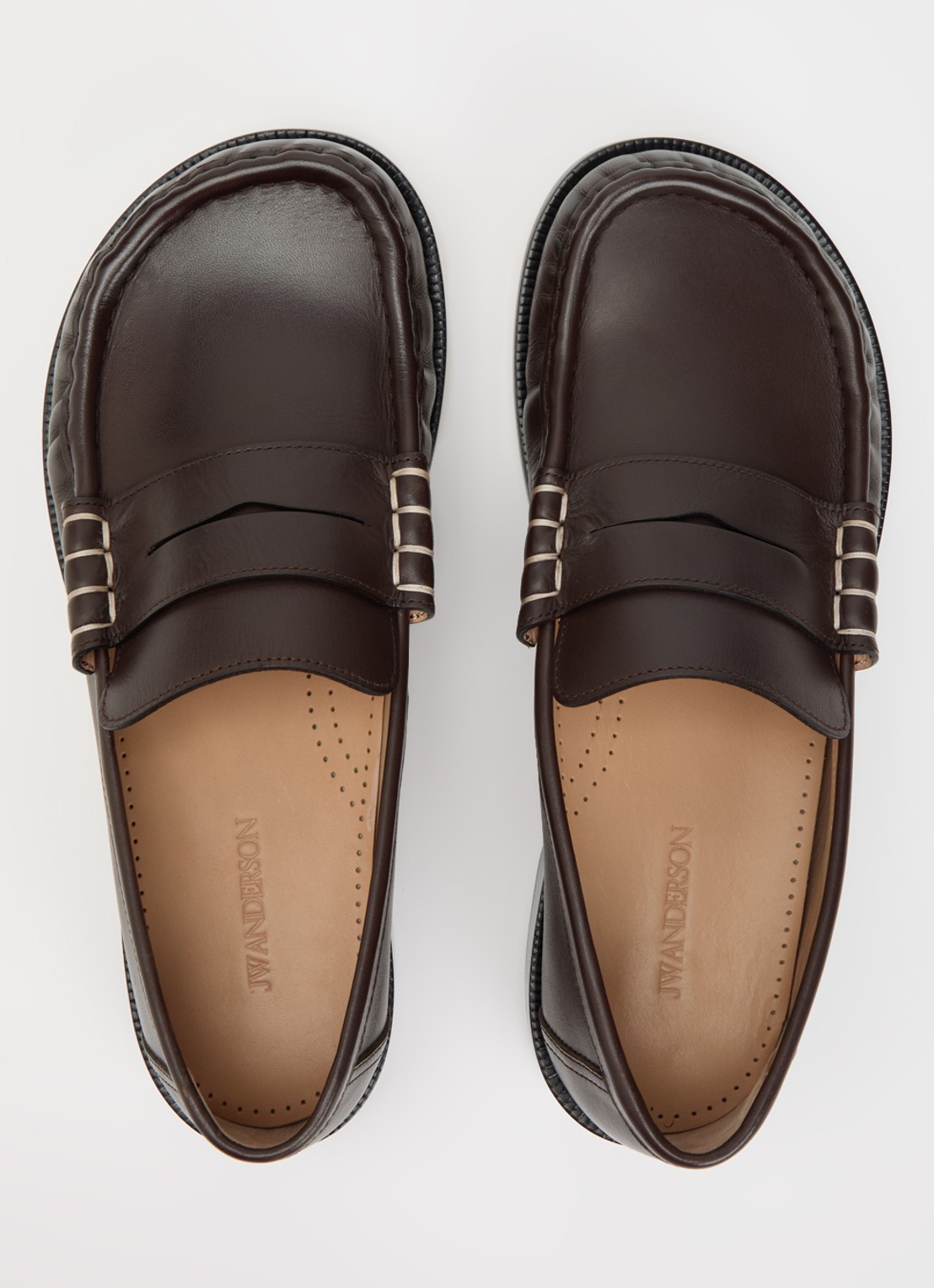 J.W. Anderson Loafer van kalfsleer - detail 2 chocoladebruin