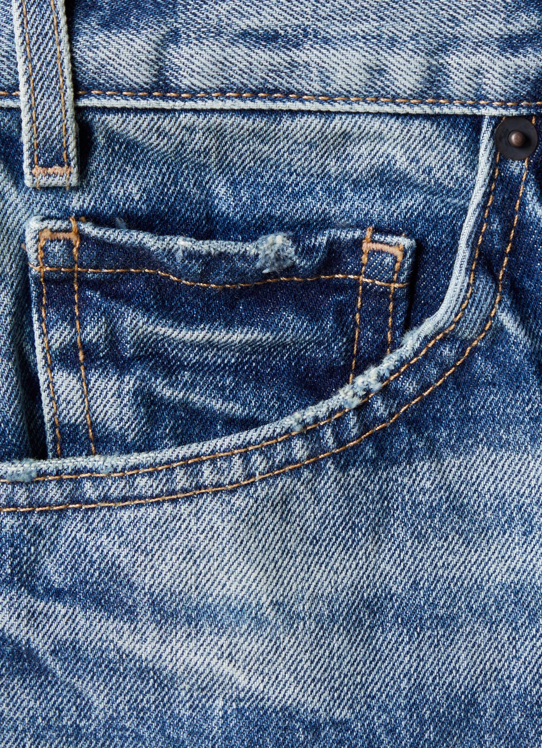 J.W. Anderson Mitchell high waist straight leg jeans met lichte wassing - detail 3 indigo