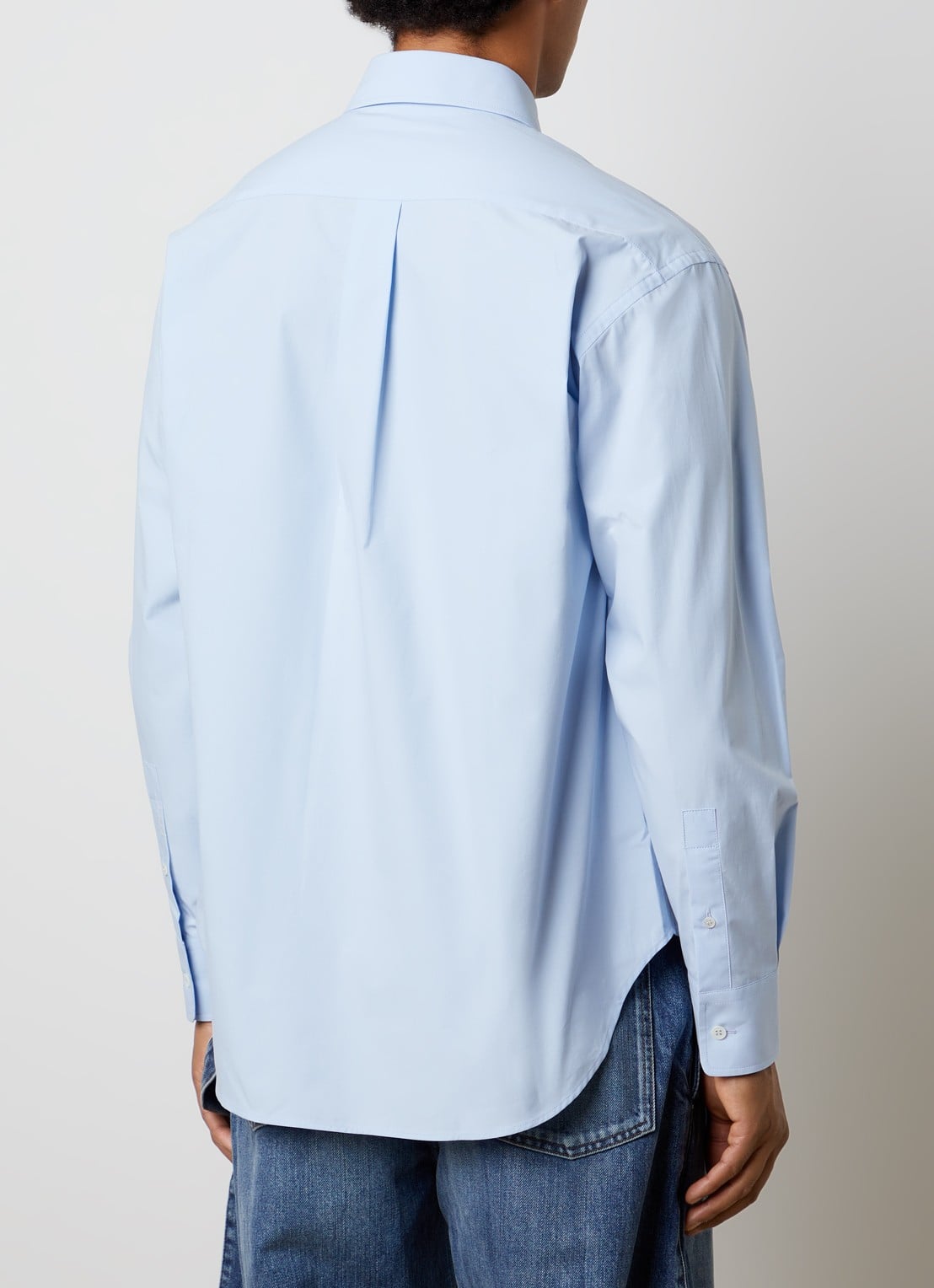 J.W. Anderson Persimmon regular fit overhemd met ingebreid patroon - achterkant 3 lichtblauw