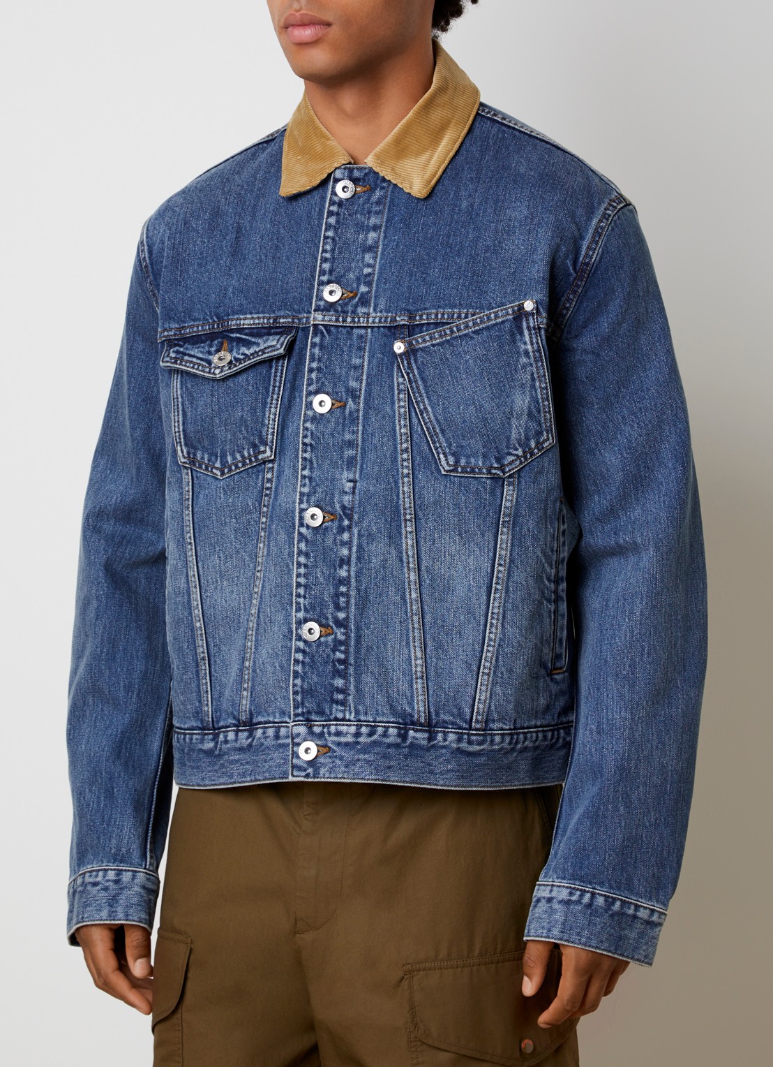 J.W. Anderson Spijkerjas met details van corduroy - detail 3 indigo