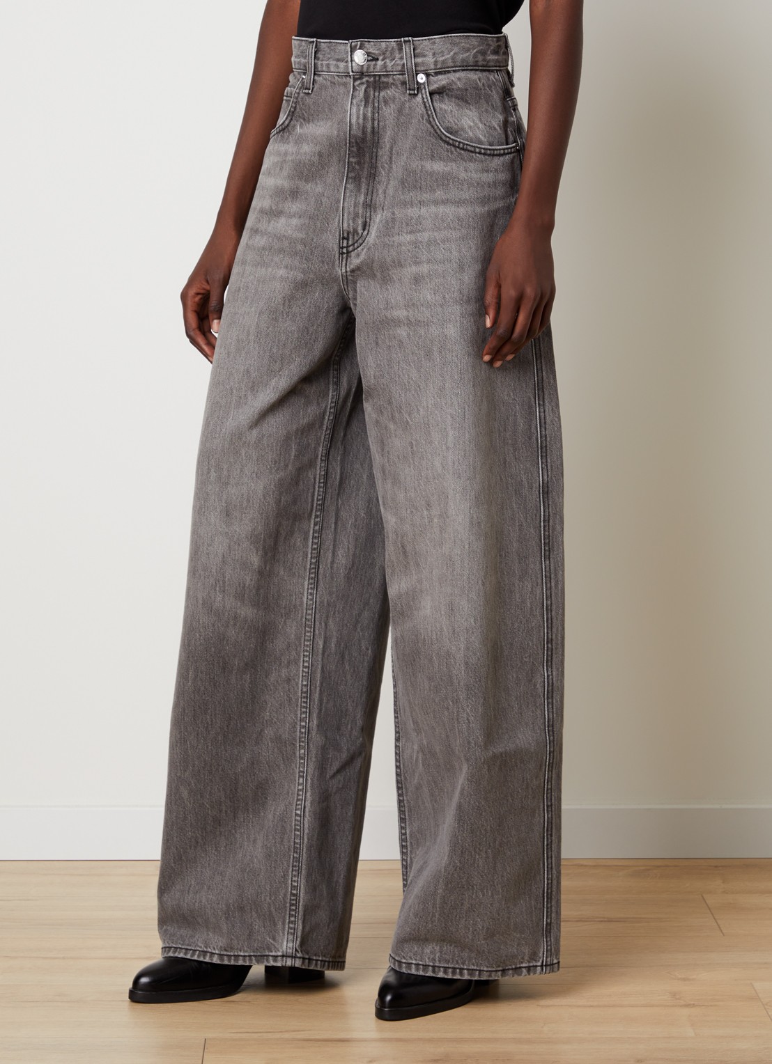 J.W. Anderson Terese high waist wide leg jeans met gekleurde wassing - detail lichtgrijs
