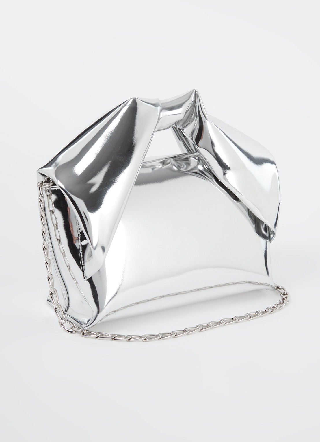 J.W. Anderson Twister Mirror Midi handtas met metallic finish - achterkant 4 zilver