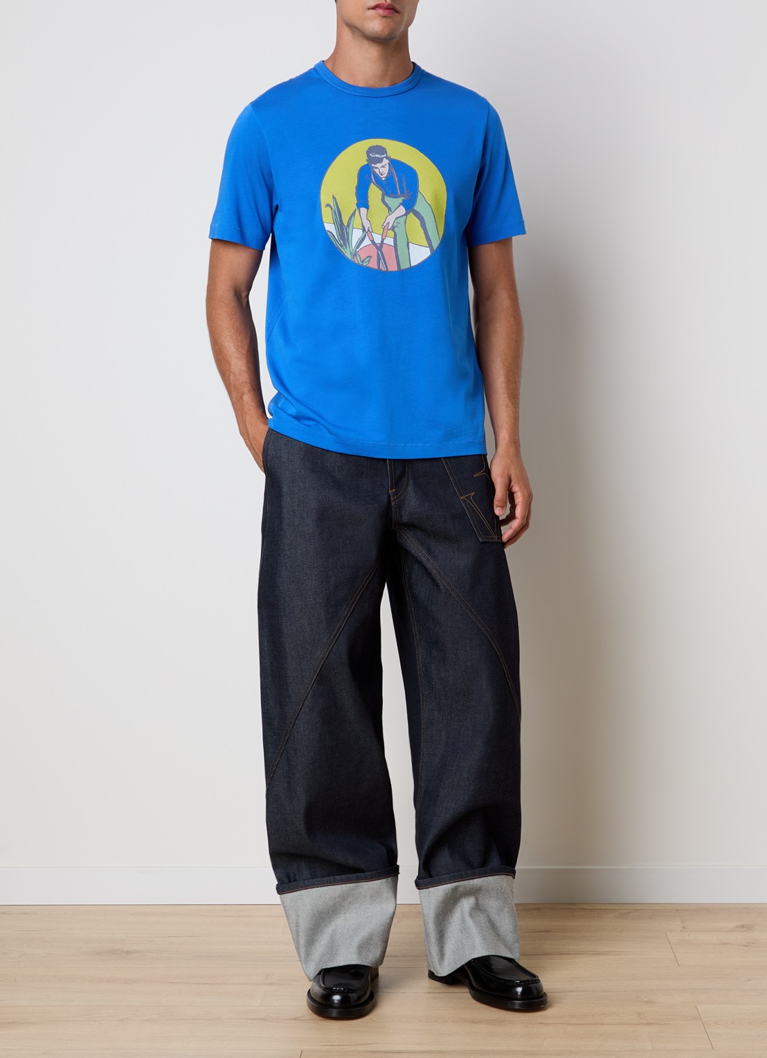 J.W. Anderson Wide leg jeans met donkere wassing - voorkant 5 indigo
