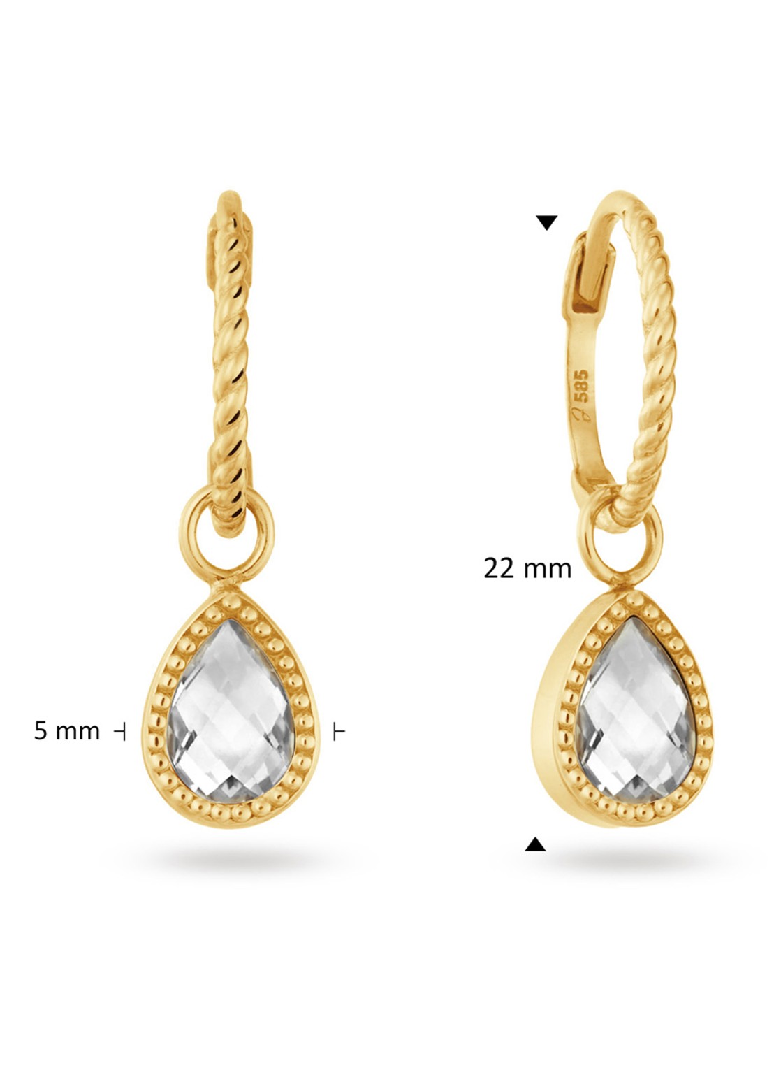 Jackie 14K Gold Amstel oorhangers van 14 karaat geelgoud - detail 3 goud