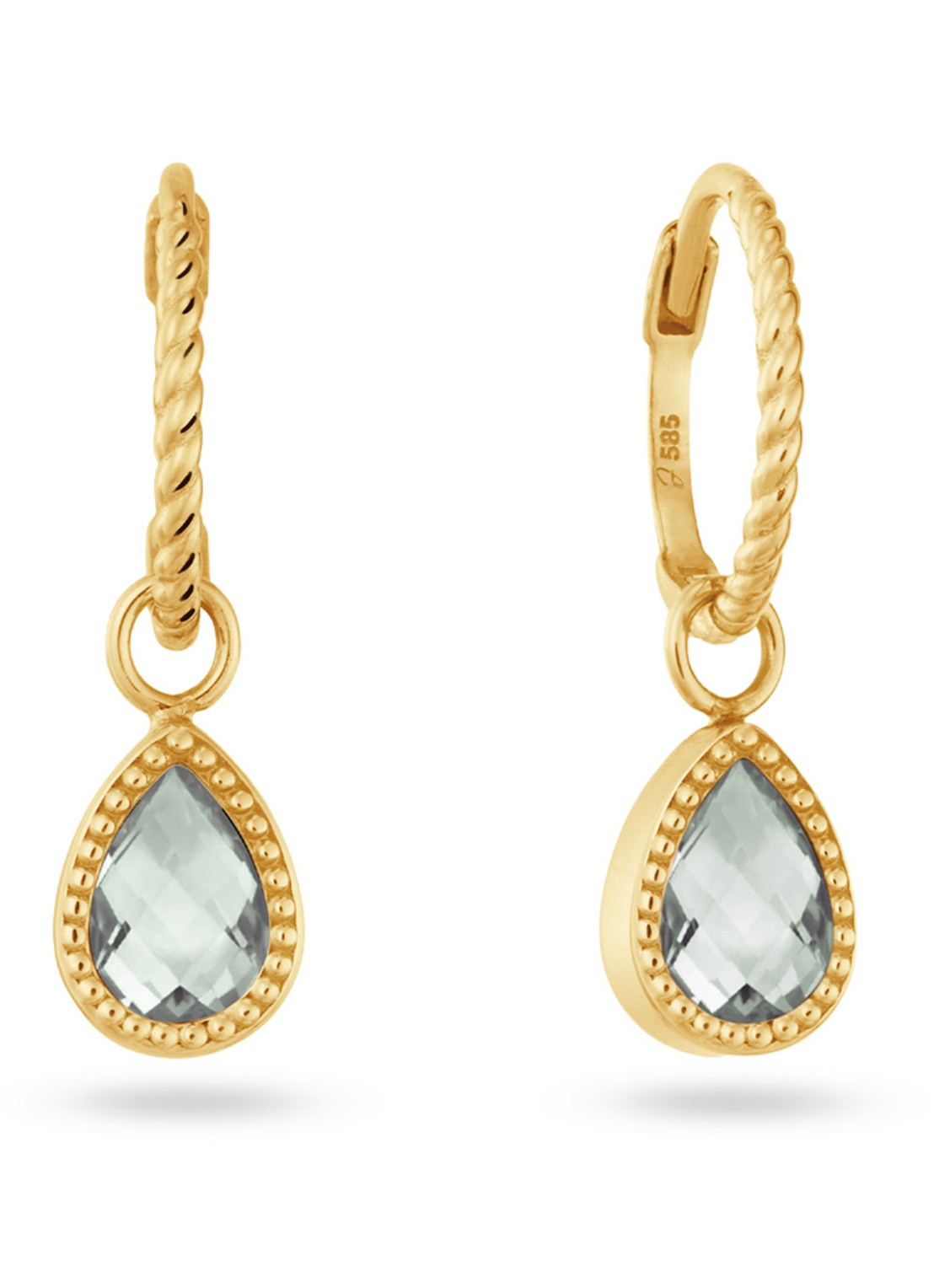 Jackie 14K Gold Amstel oorhangers van 14 karaat geelgoud - voorkant groen