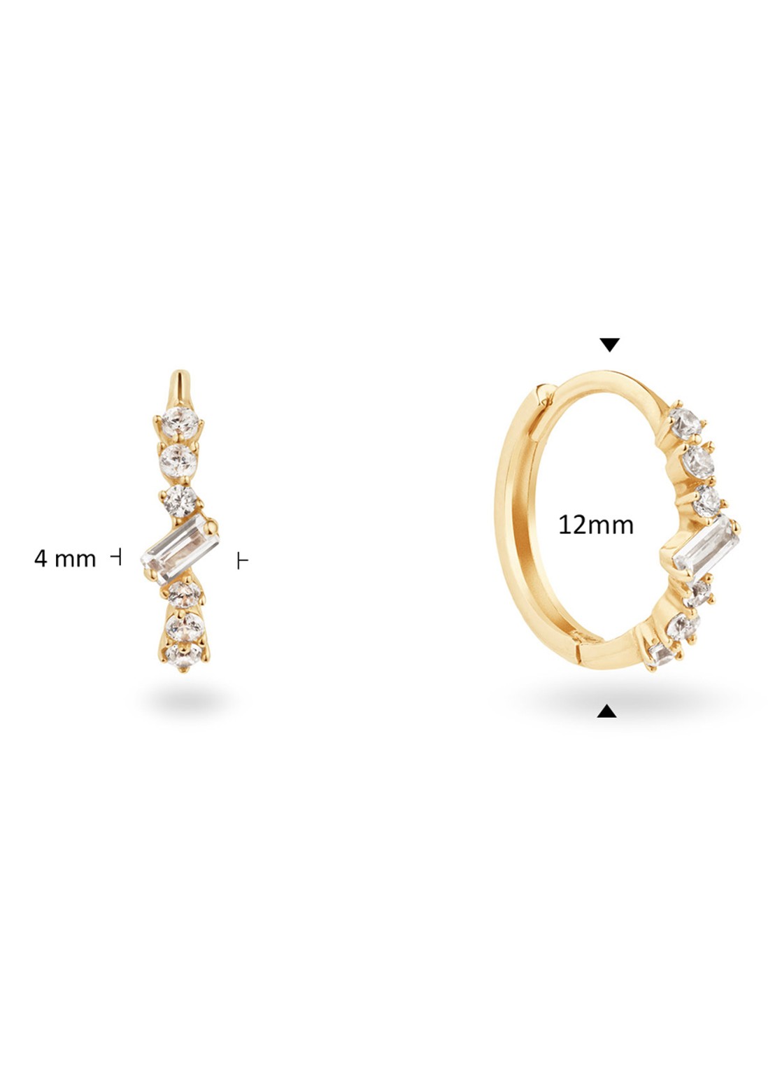 Jackie 14K Gold Clifton oorringen van 14 karaat geelgoud - detail 2 wit