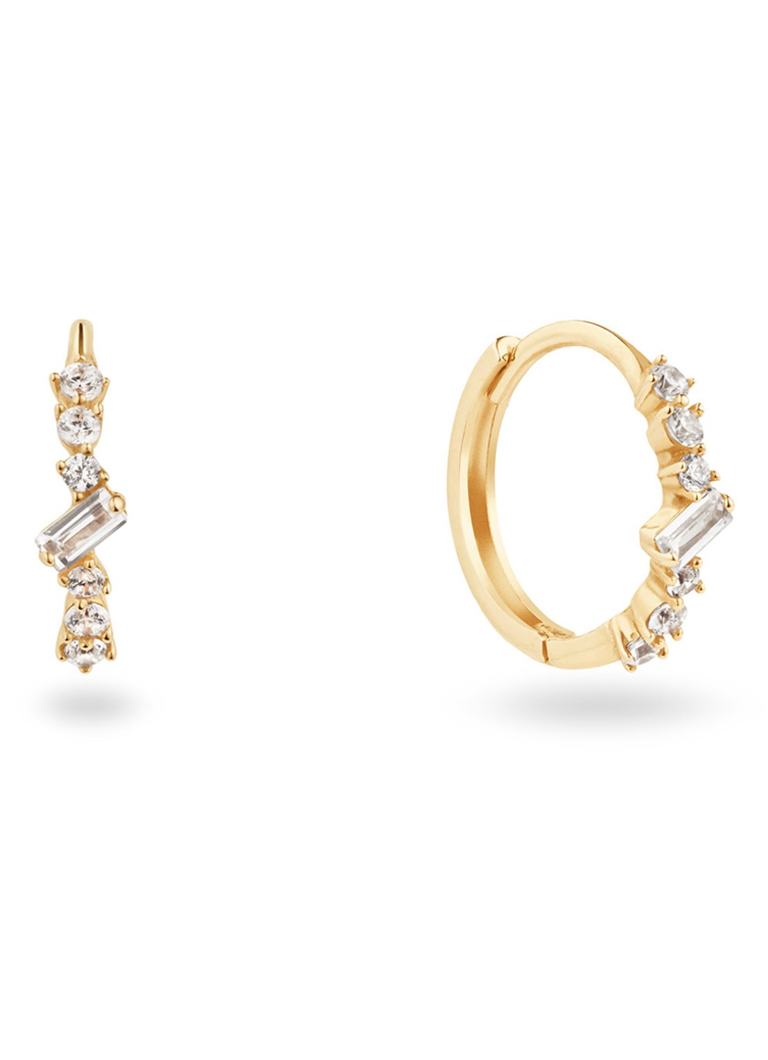 Jackie 14K Gold Clifton oorringen van 14 karaat geelgoud - voorkant wit