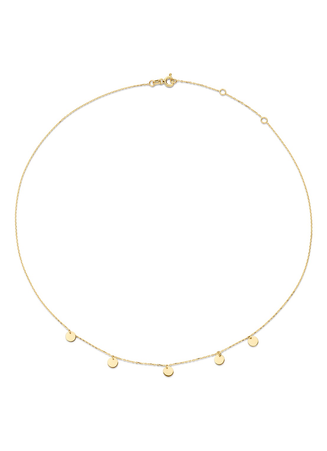 Jackie 14K Gold Disc schakelketting van 14 karaat geelgoud - voorkant 4 geelgoud
