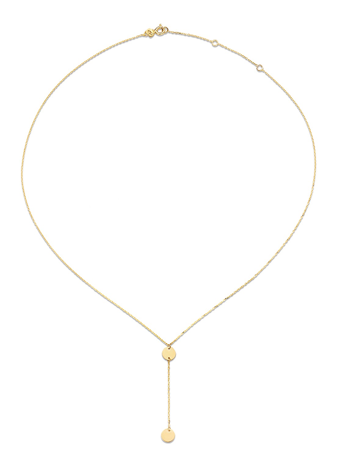 Jackie 14K Gold Disc Y schakelketting van 14 karaat geelgoud - voorkant geelgoud