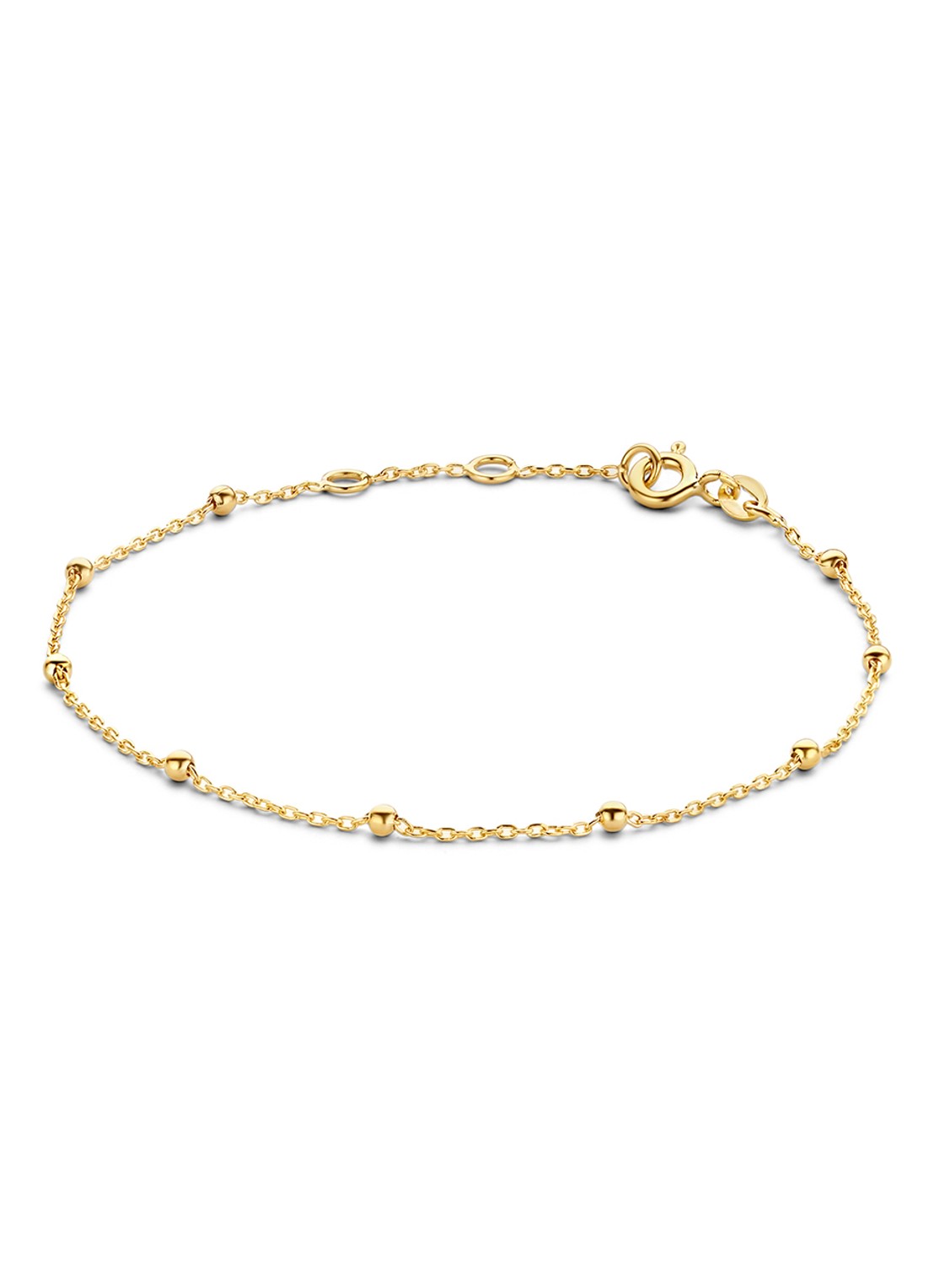 Jackie 14K Gold Dotted schakelarmband van 14 karaat geelgoud - voorkant 3 geelgoud