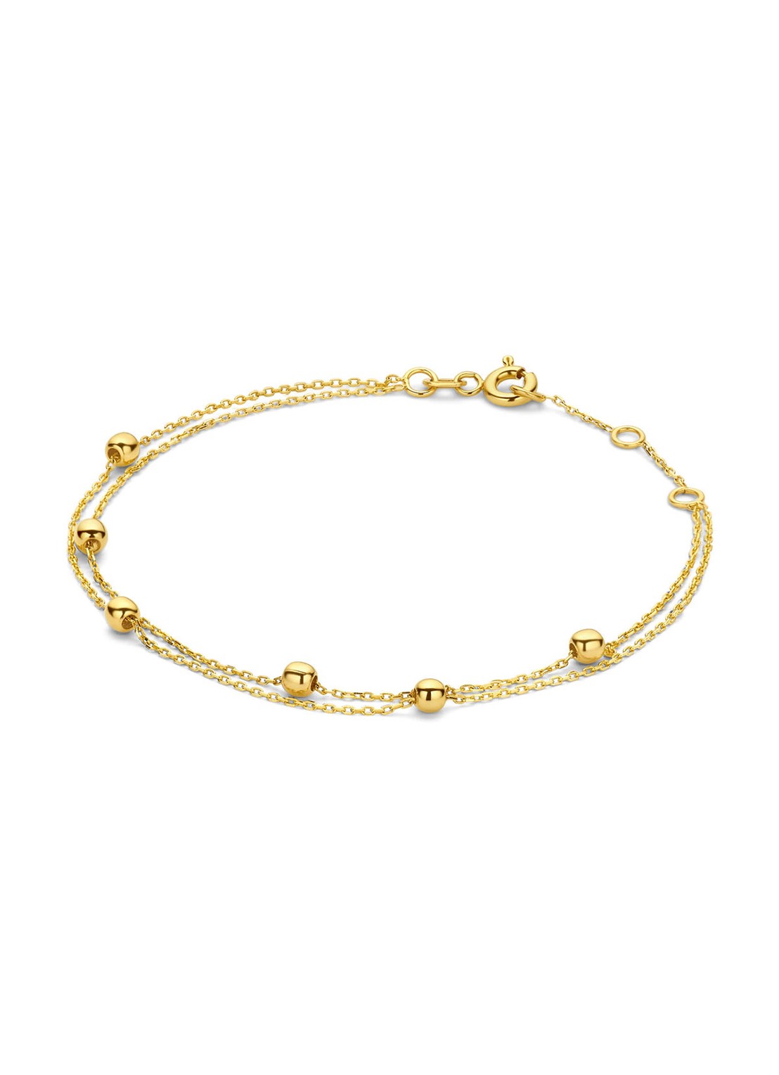 Jackie 14K Gold Double Bubble schakelarmband van 14 karaat geelgoud - voorkant goud