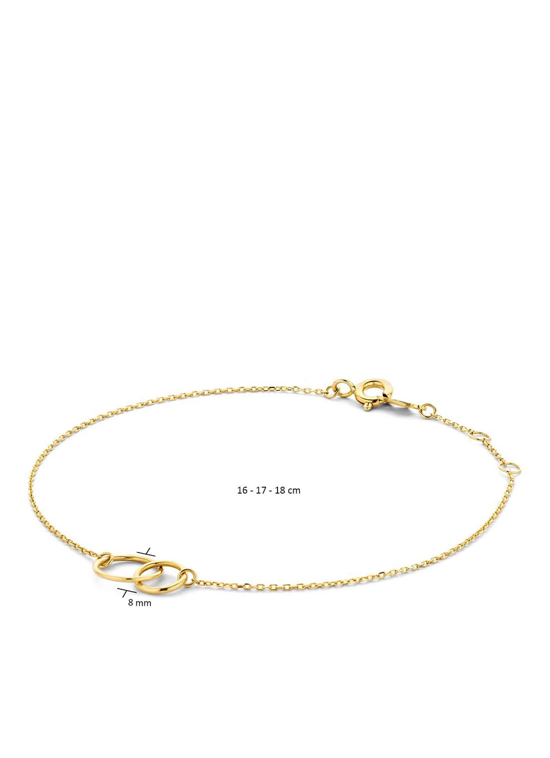 Jackie 14K Gold Double Trouble Circle schakelarmband van 14 karaat geelgoud - detail 2 geelgoud