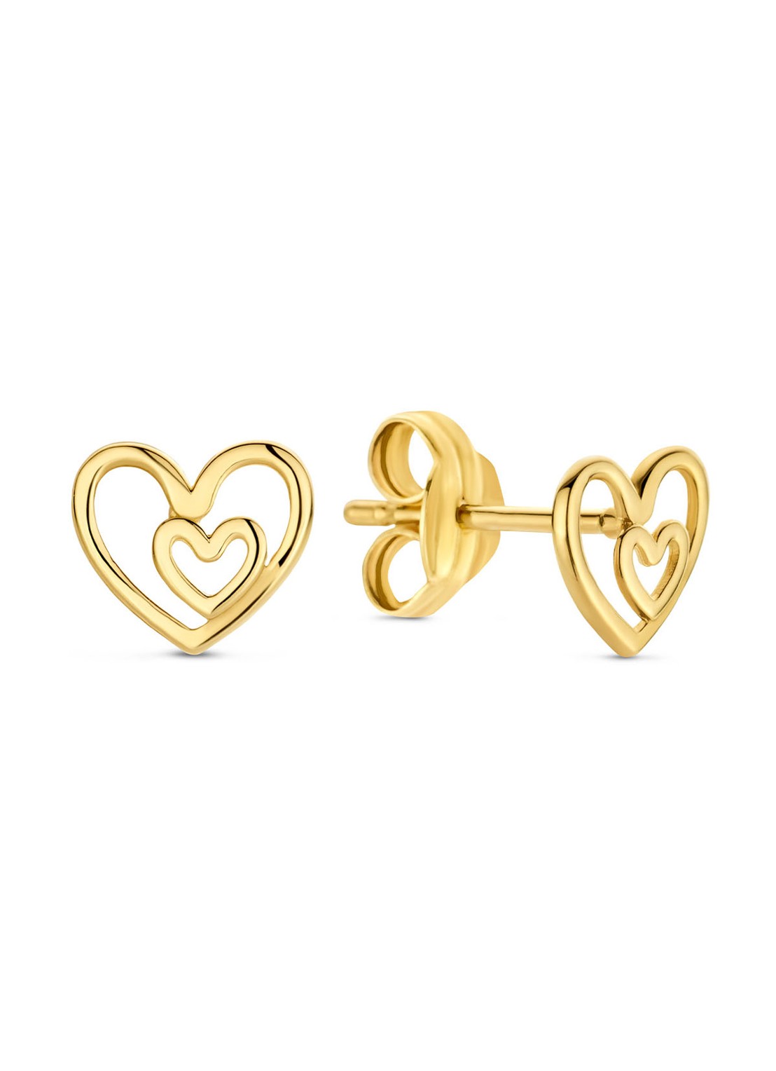 Jackie 14K Gold I Heart London oorknopjes van 14 karaat geelgoud - voorkant goud