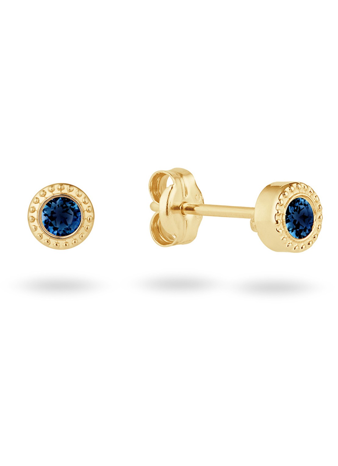Jackie 14K Gold Kirstenbosch oorknopjes van 14 karaat geelgoud - voorkant blauw