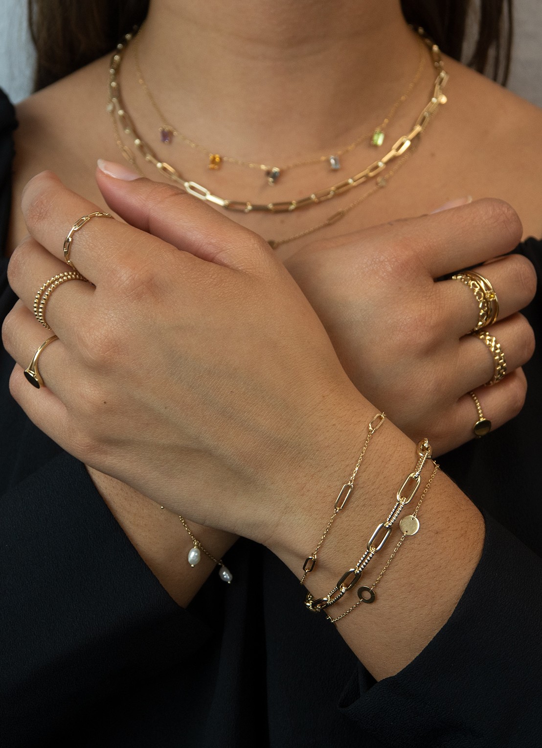Jackie 14K Gold Las Ramblas armband van 14 karaat geelgoud - detail geelgoud
