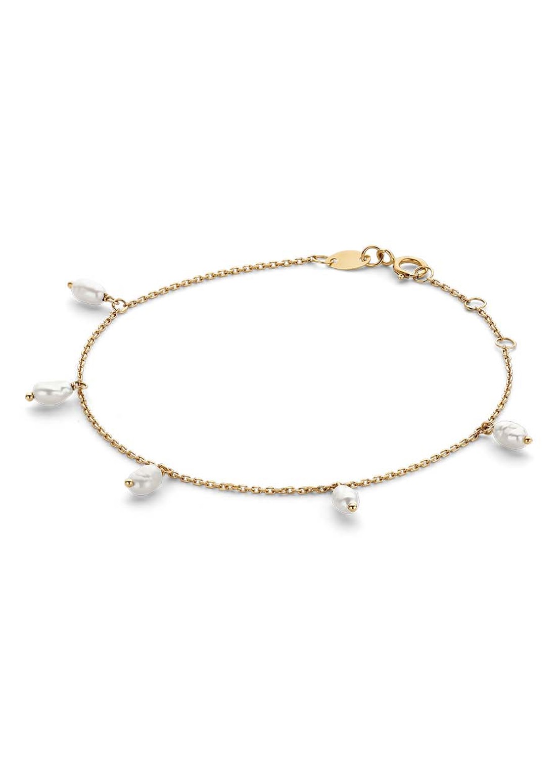 Jackie 14K Gold Pearls of Amalfi schakelarmband van 14 karaat geelgoud - voorkant geelgoud